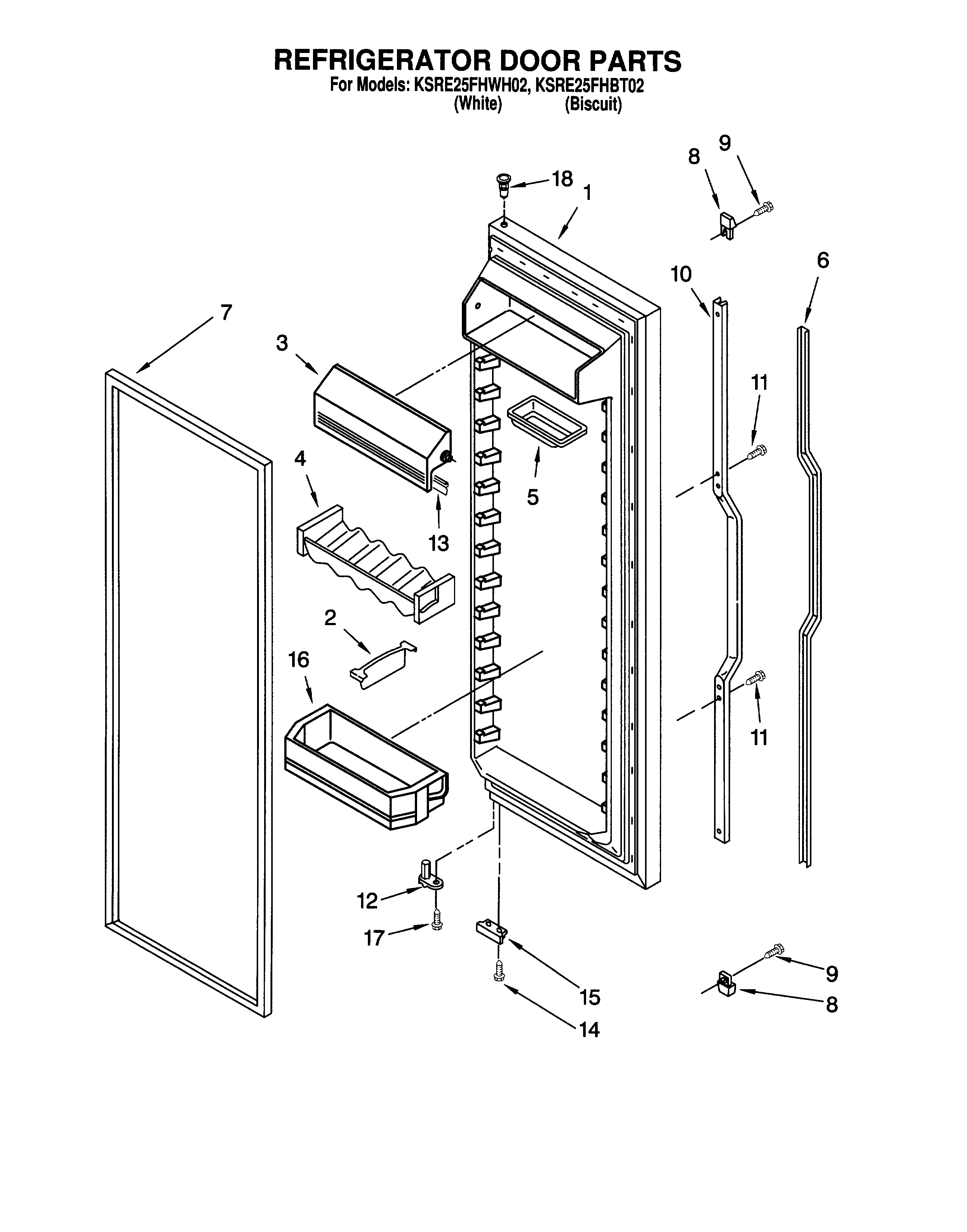 KitchenAid KSRE25FHWH02 refrigerator door diagram