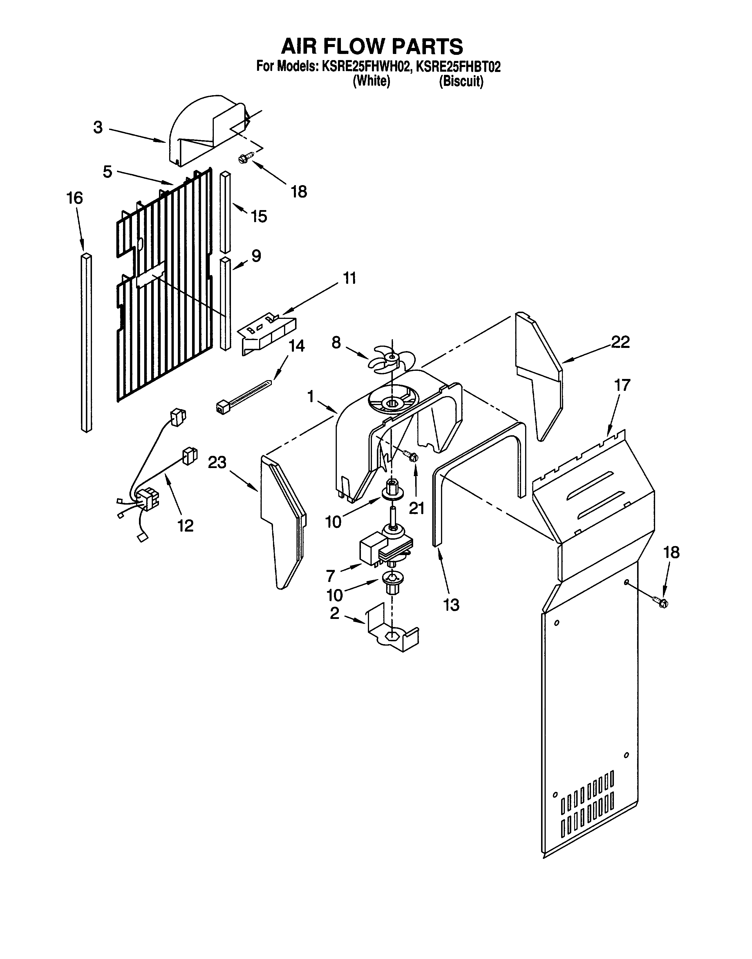KitchenAid KSRE25FHWH02 air flow diagram