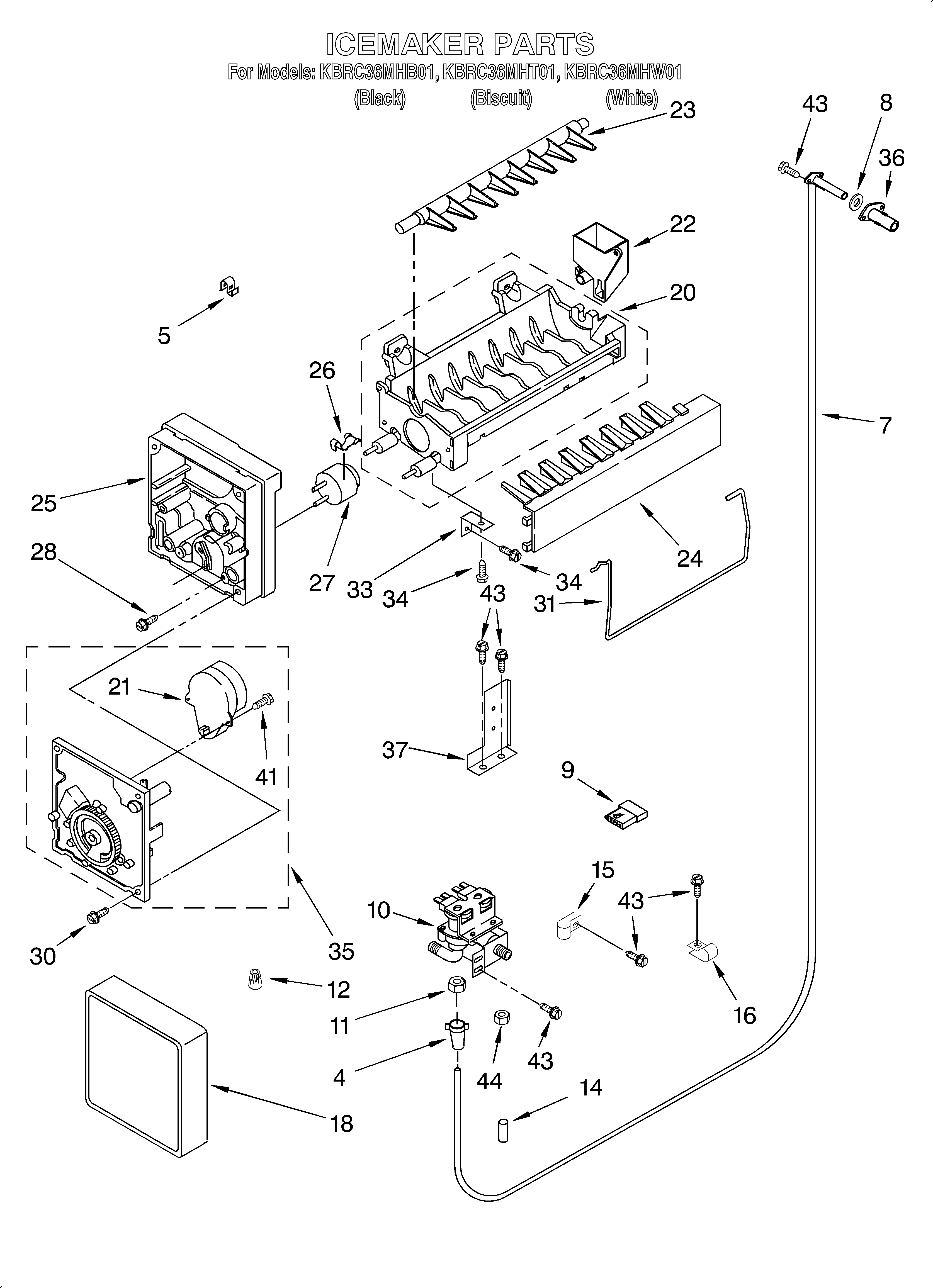 KitchenAid KBRC36MHW01 icemaker diagram
