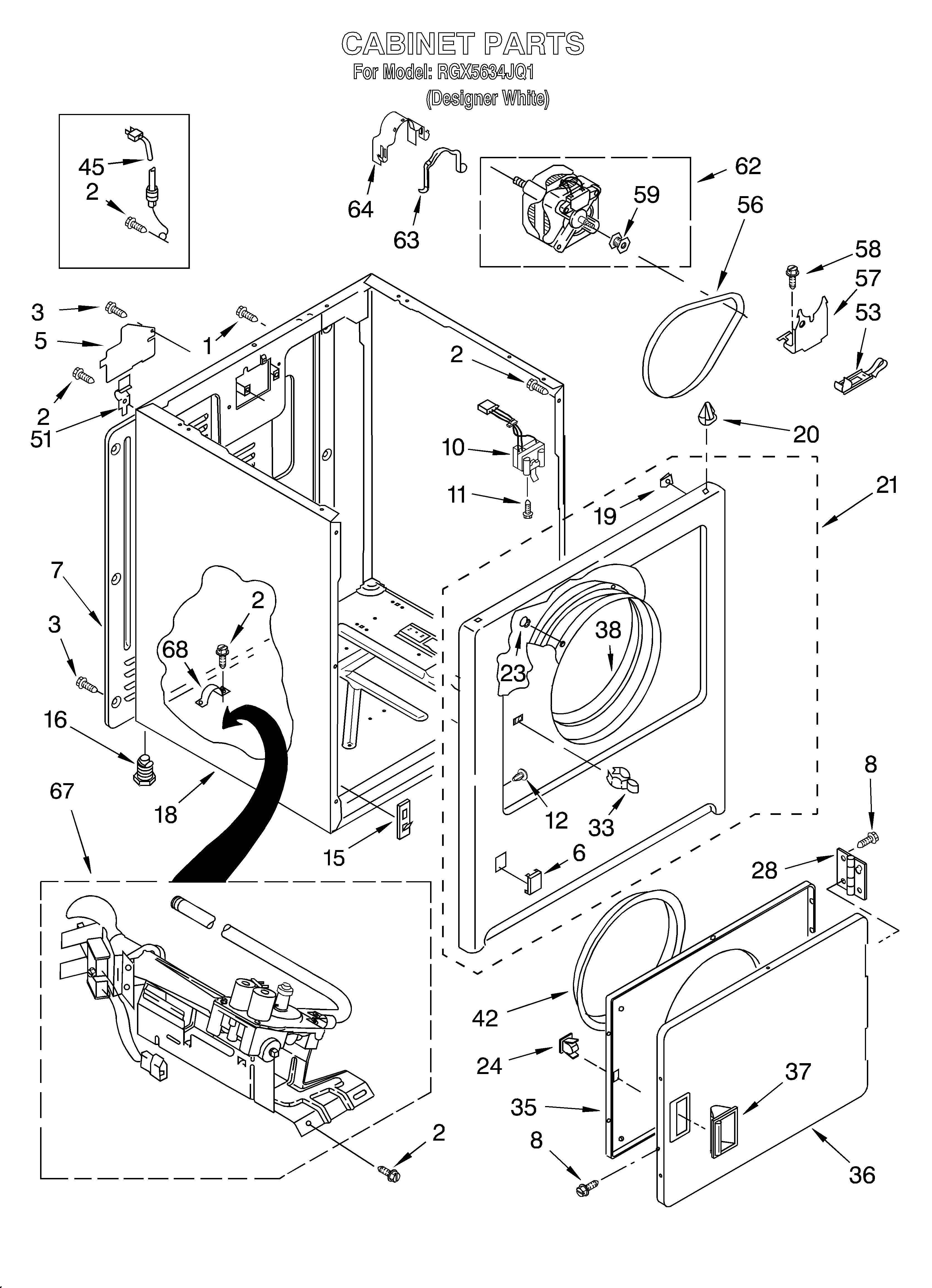 Roper RGX5634JQ1 cabinet diagram