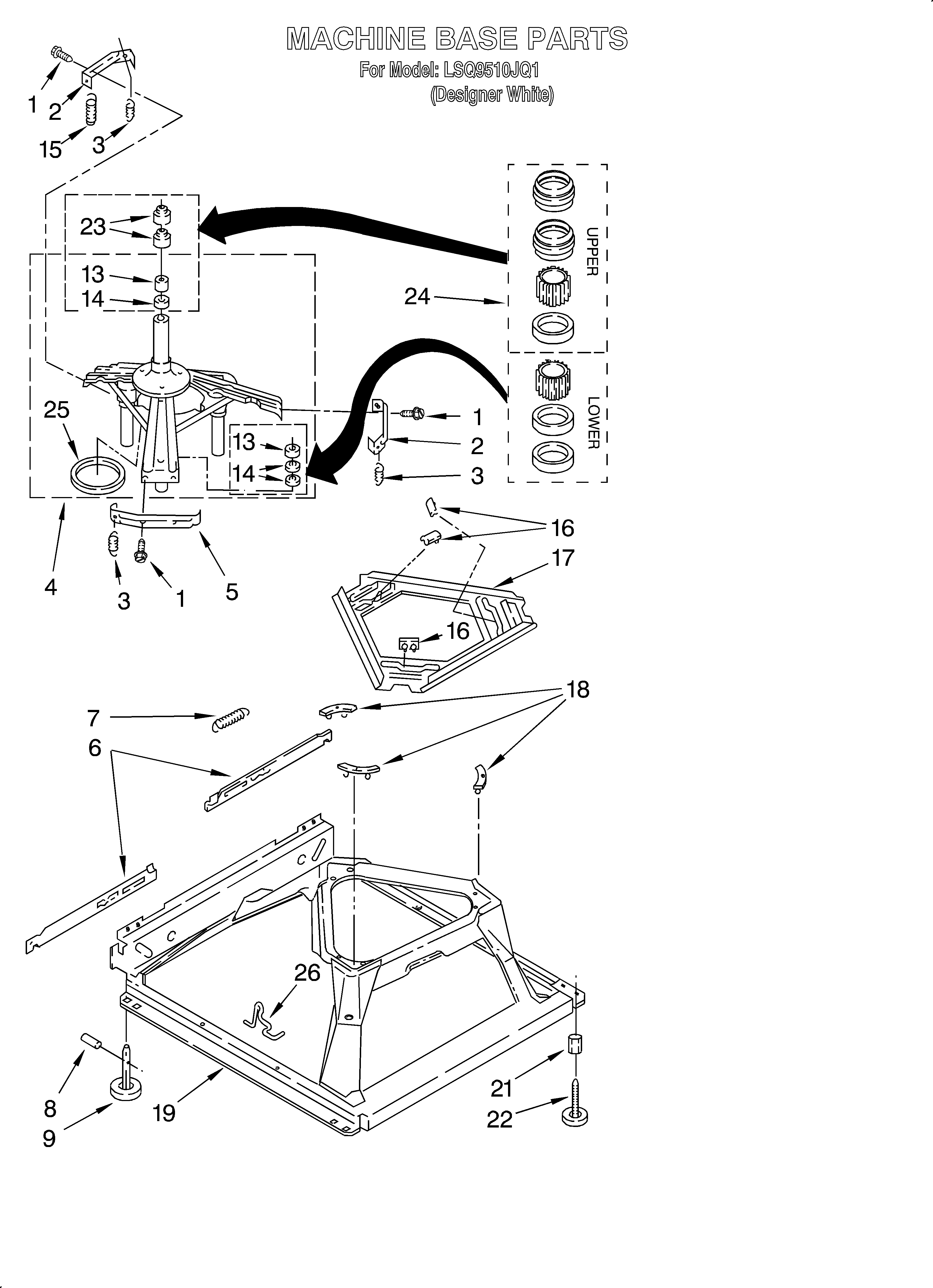 Whirlpool LSQ9510JQ1 machine base diagram
