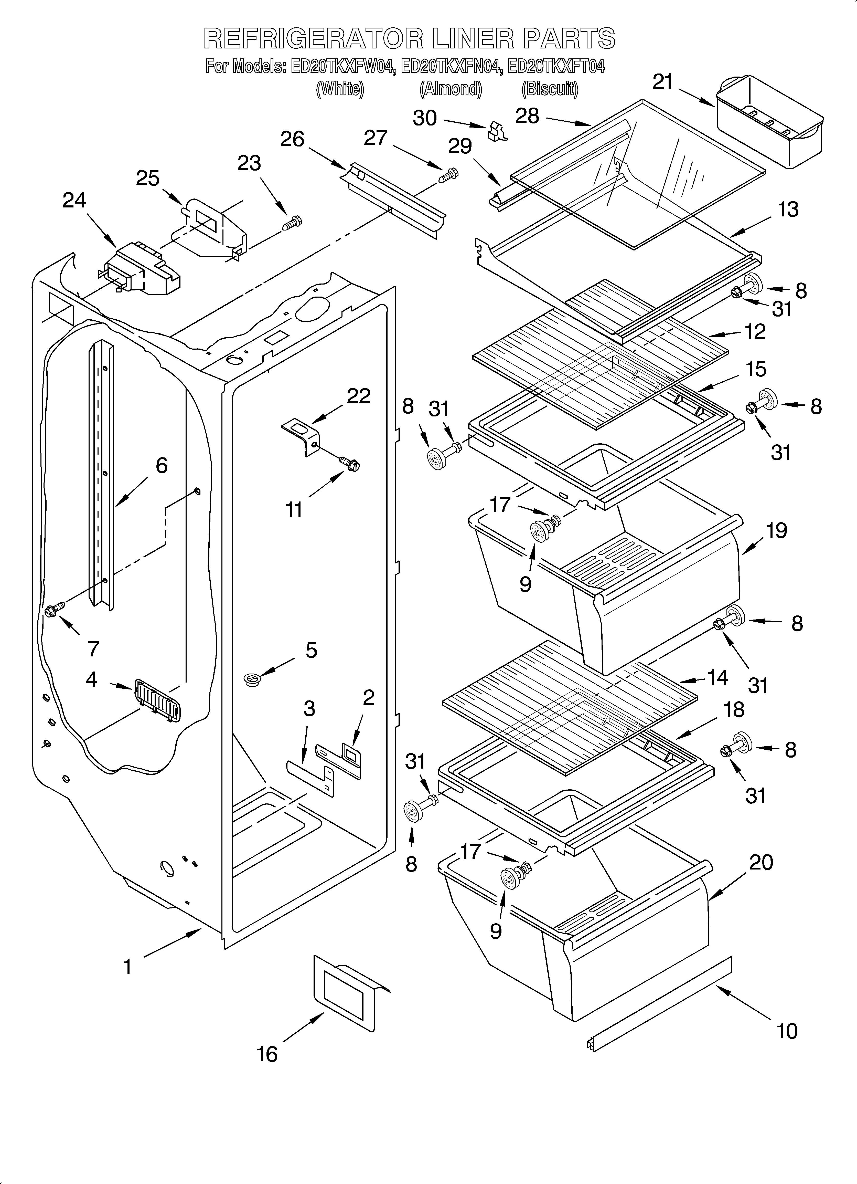 Whirlpool ED20TKXFN04 refrigerator liner diagram