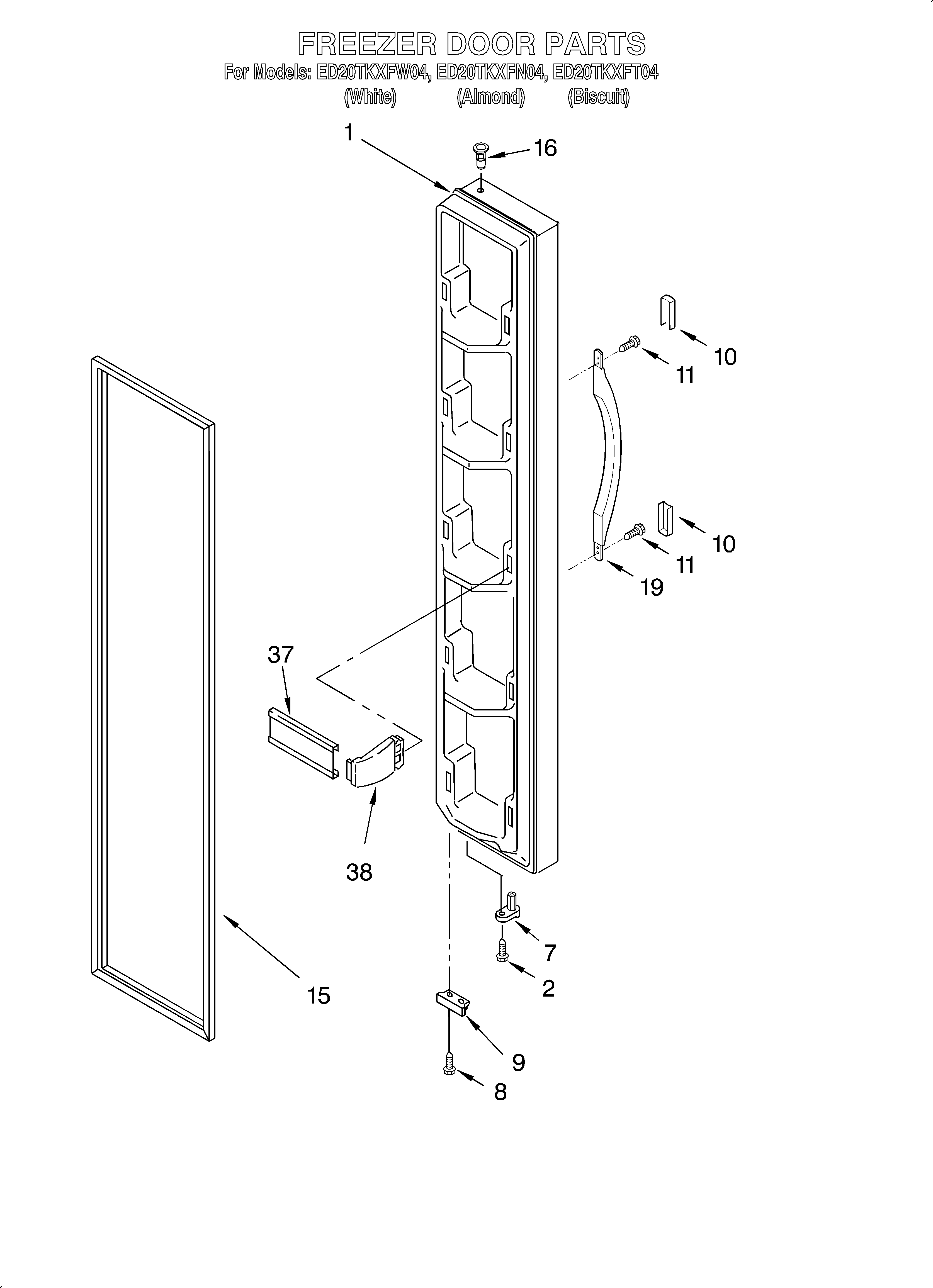 Whirlpool ED20TKXFN04 freezer door diagram