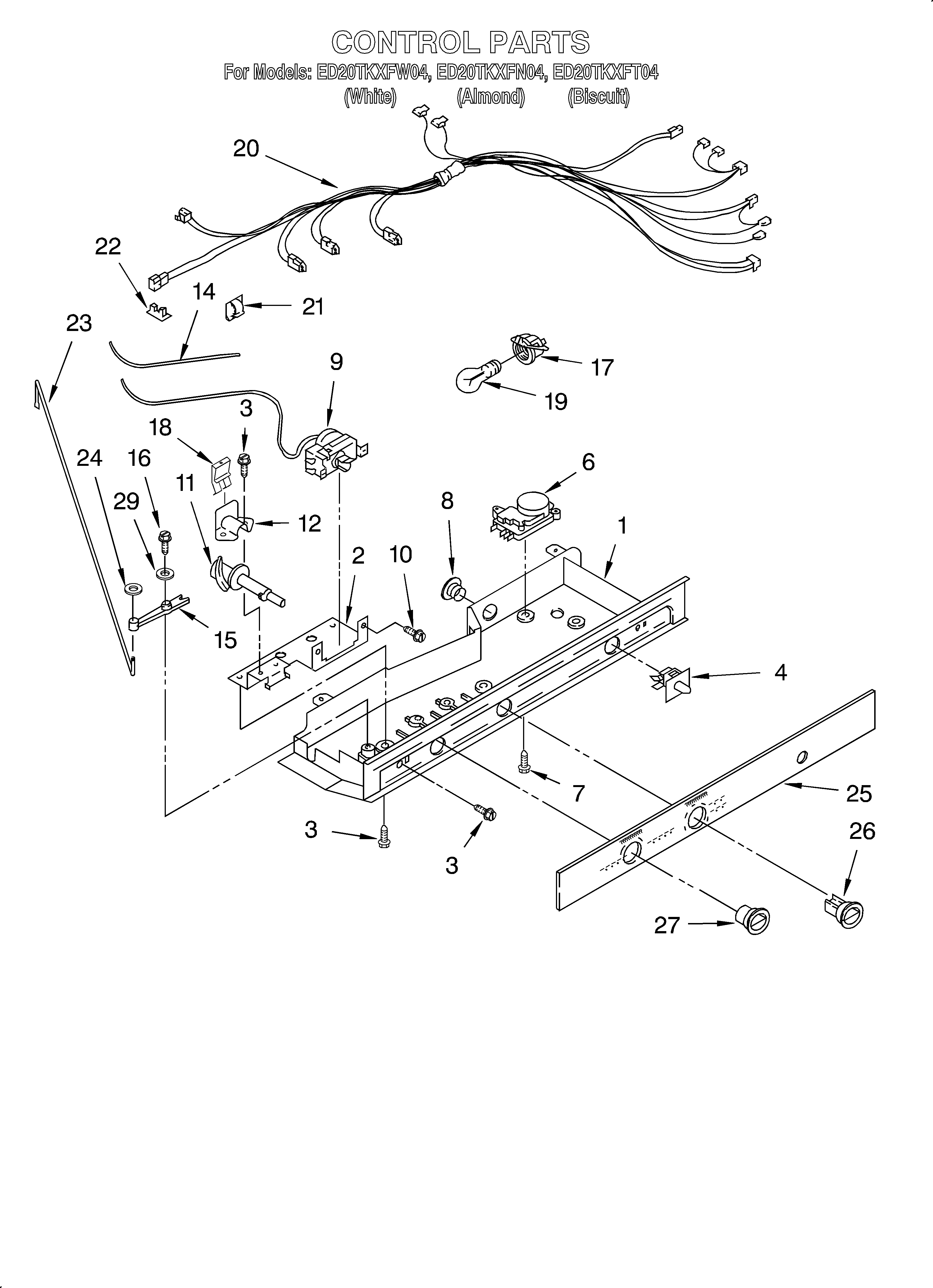 Whirlpool ED20TKXFN04 control/optional diagram
