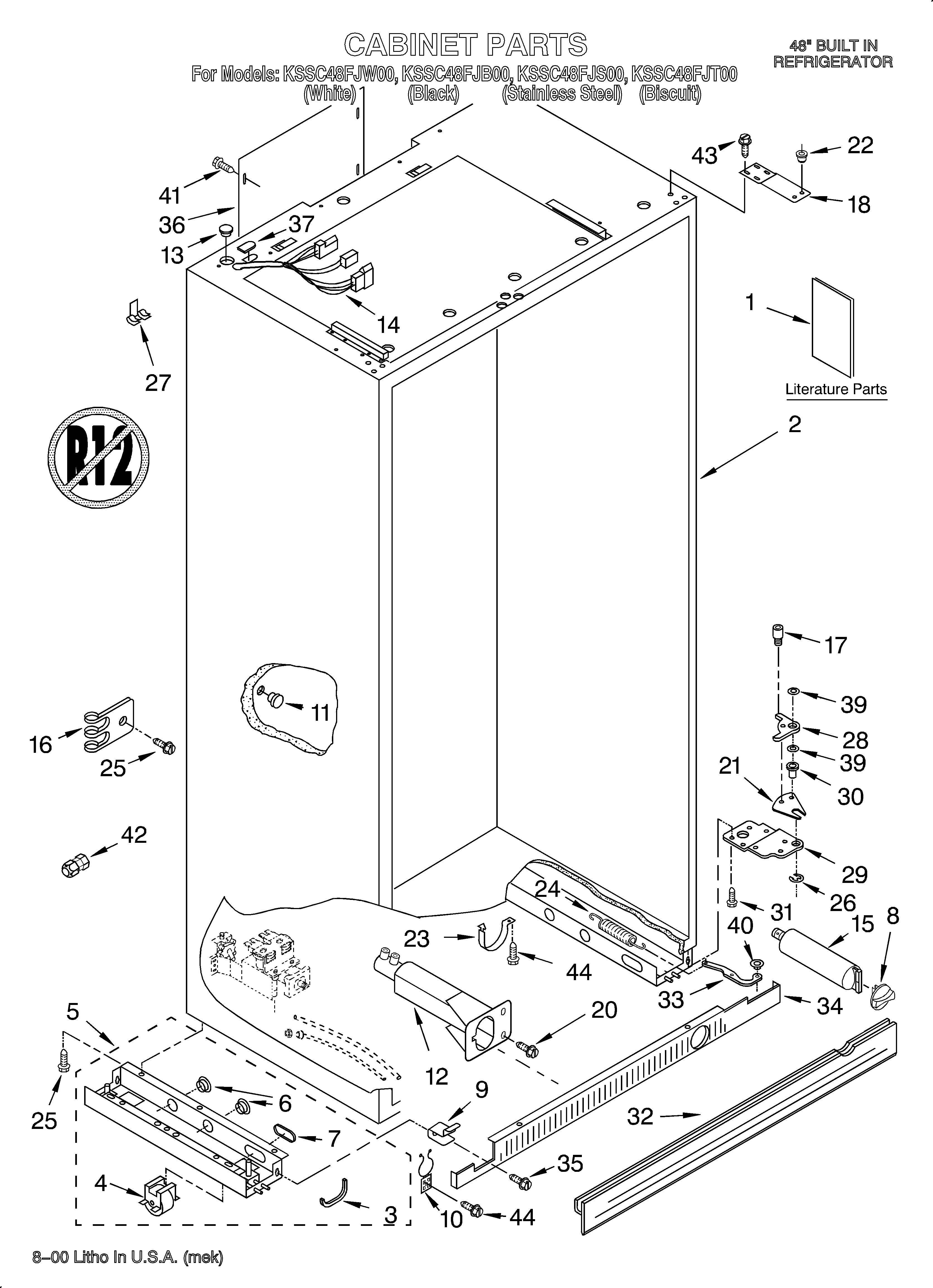 KitchenAid KSSC48FJB00 cabinet/literature diagram