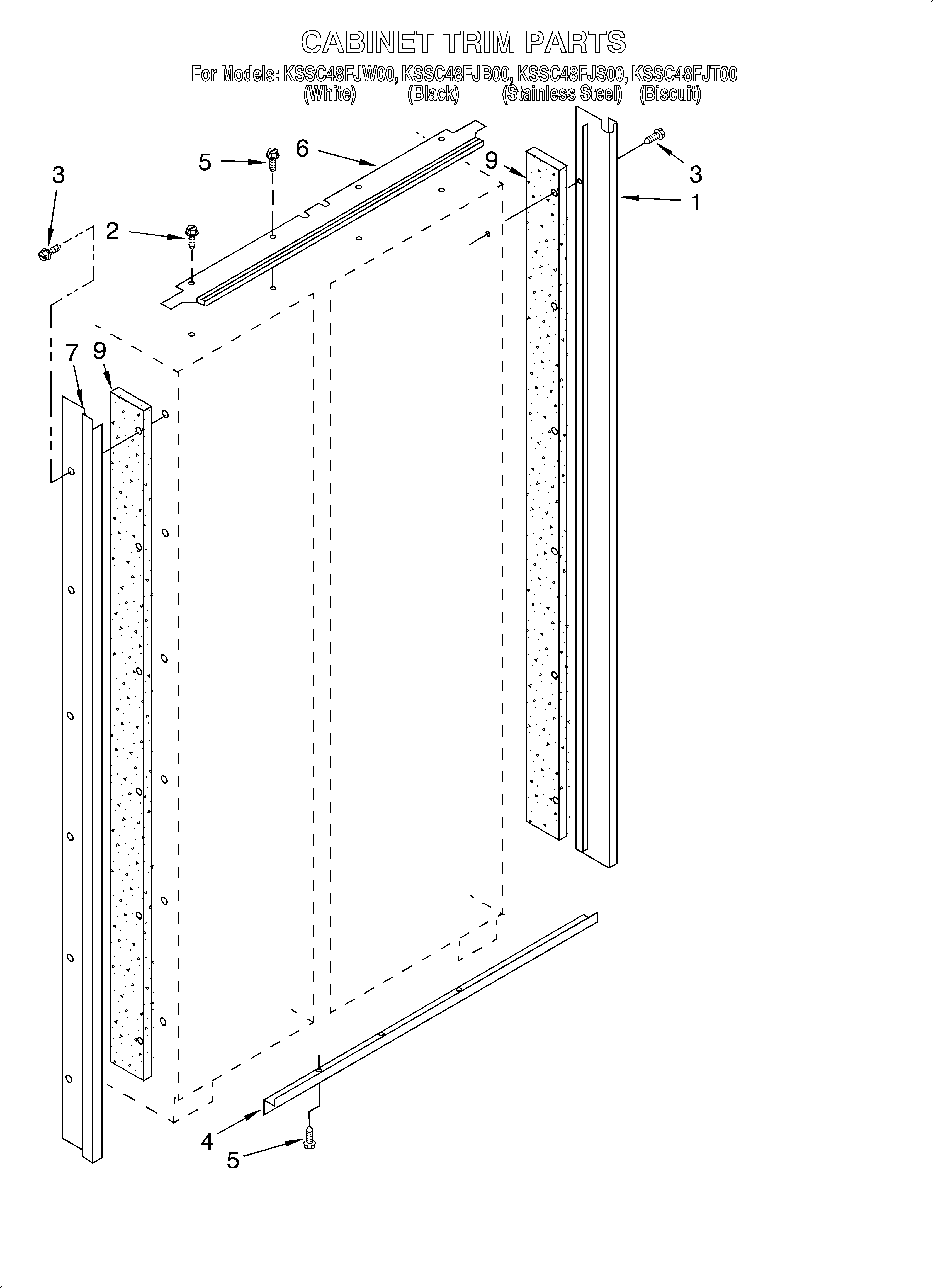 KitchenAid KSSC48FJB00 cabinet trim diagram