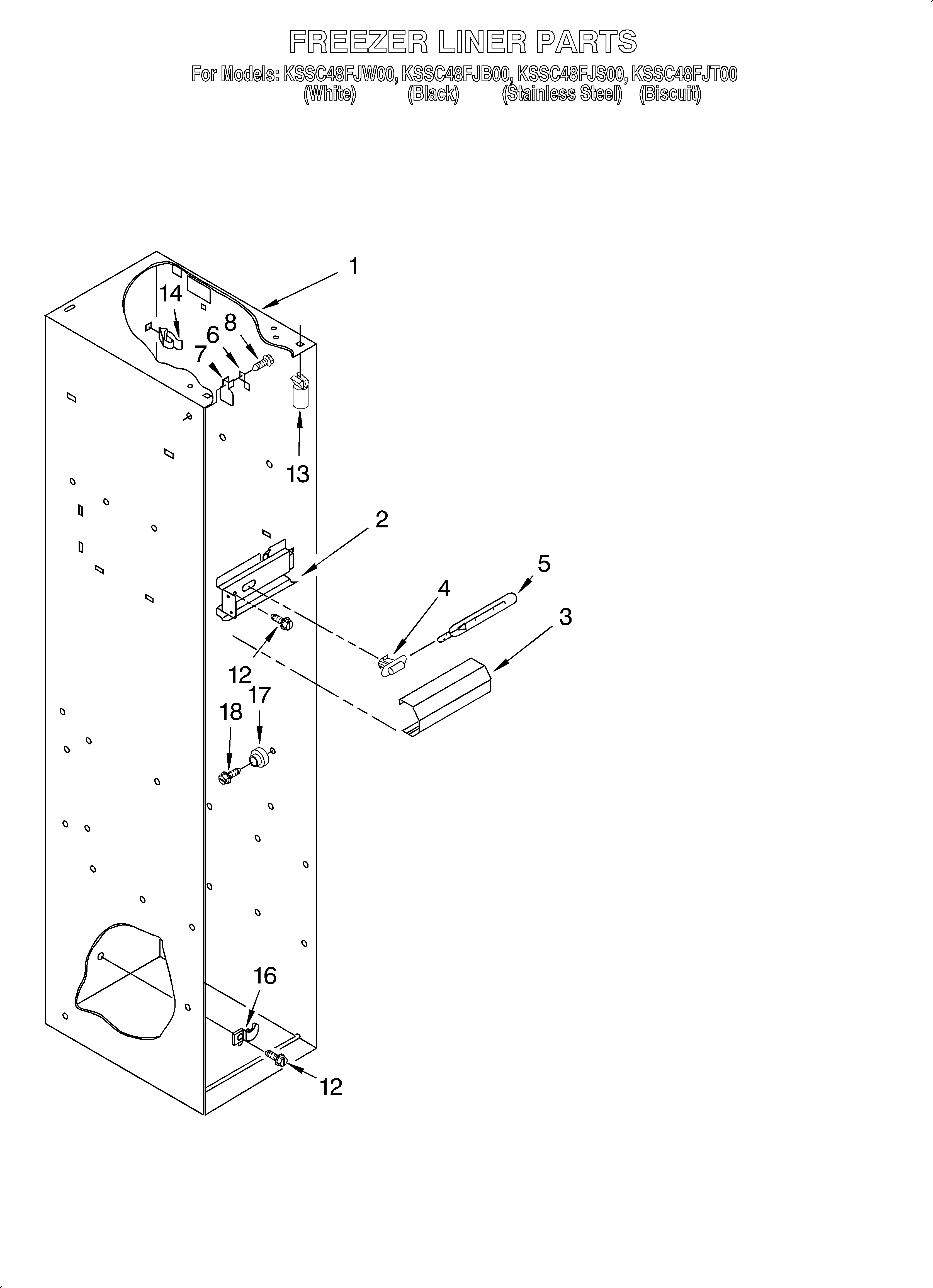 KitchenAid KSSC48FJB00 freezer liner diagram