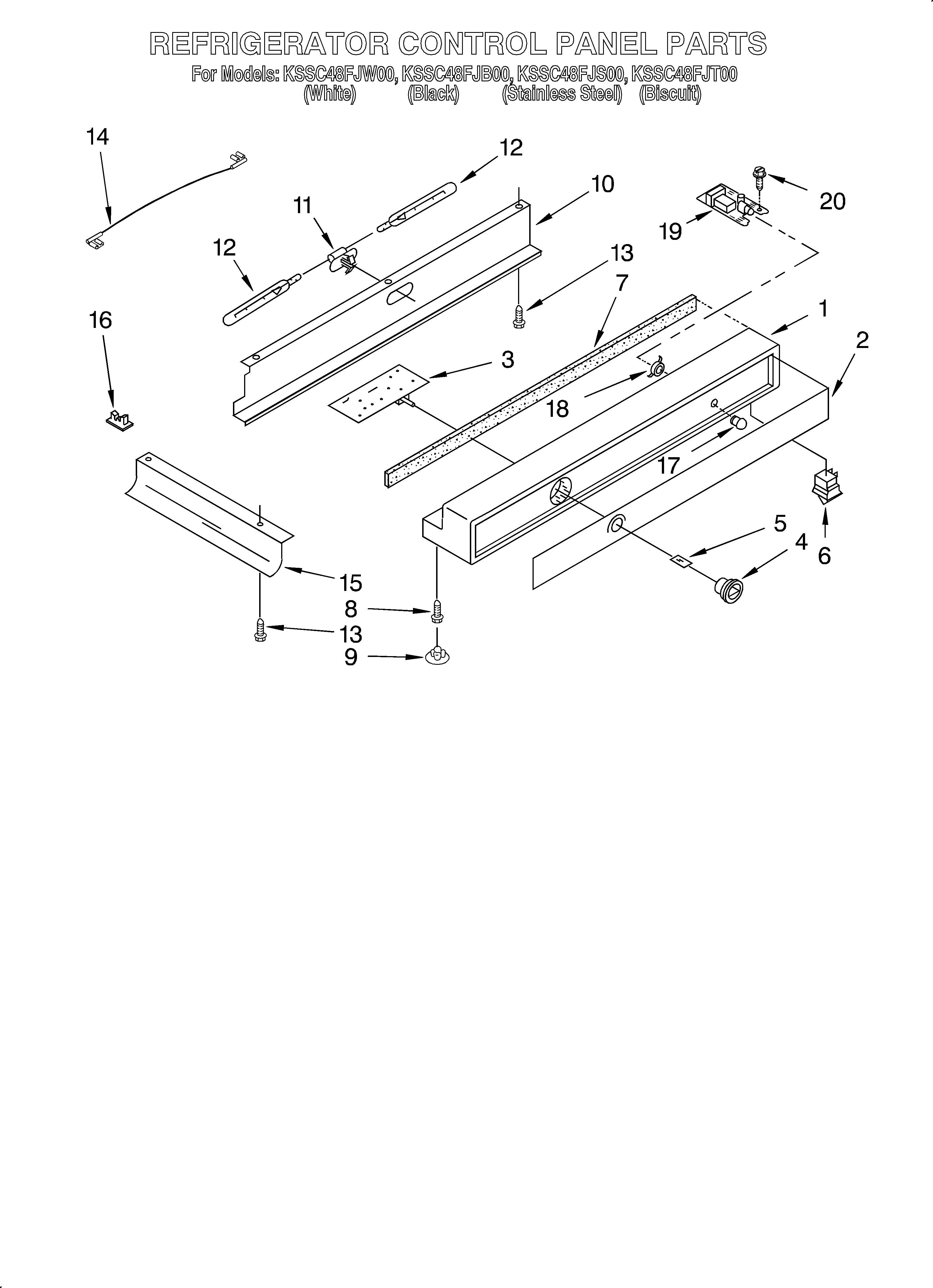 KitchenAid KSSC48FJB00 refrigerator control panel diagram