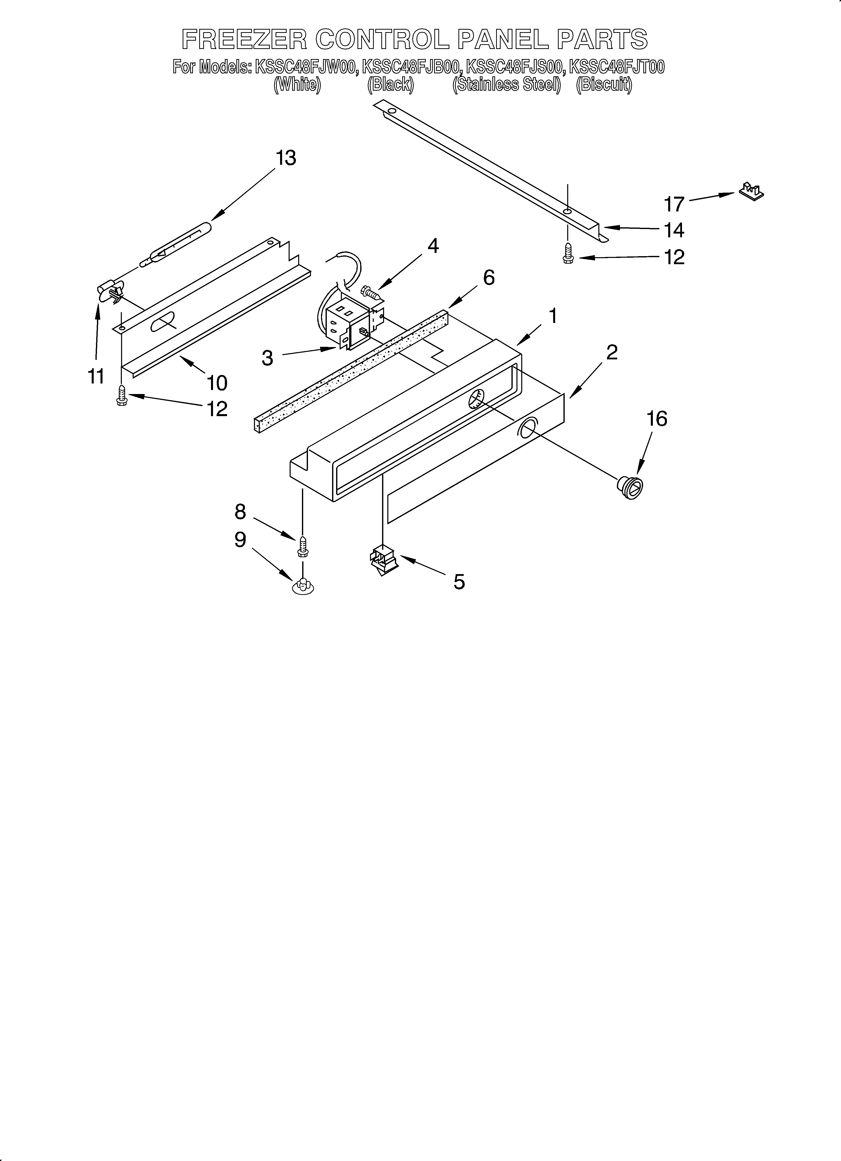 KitchenAid KSSC48FJB00 freezer control panel diagram
