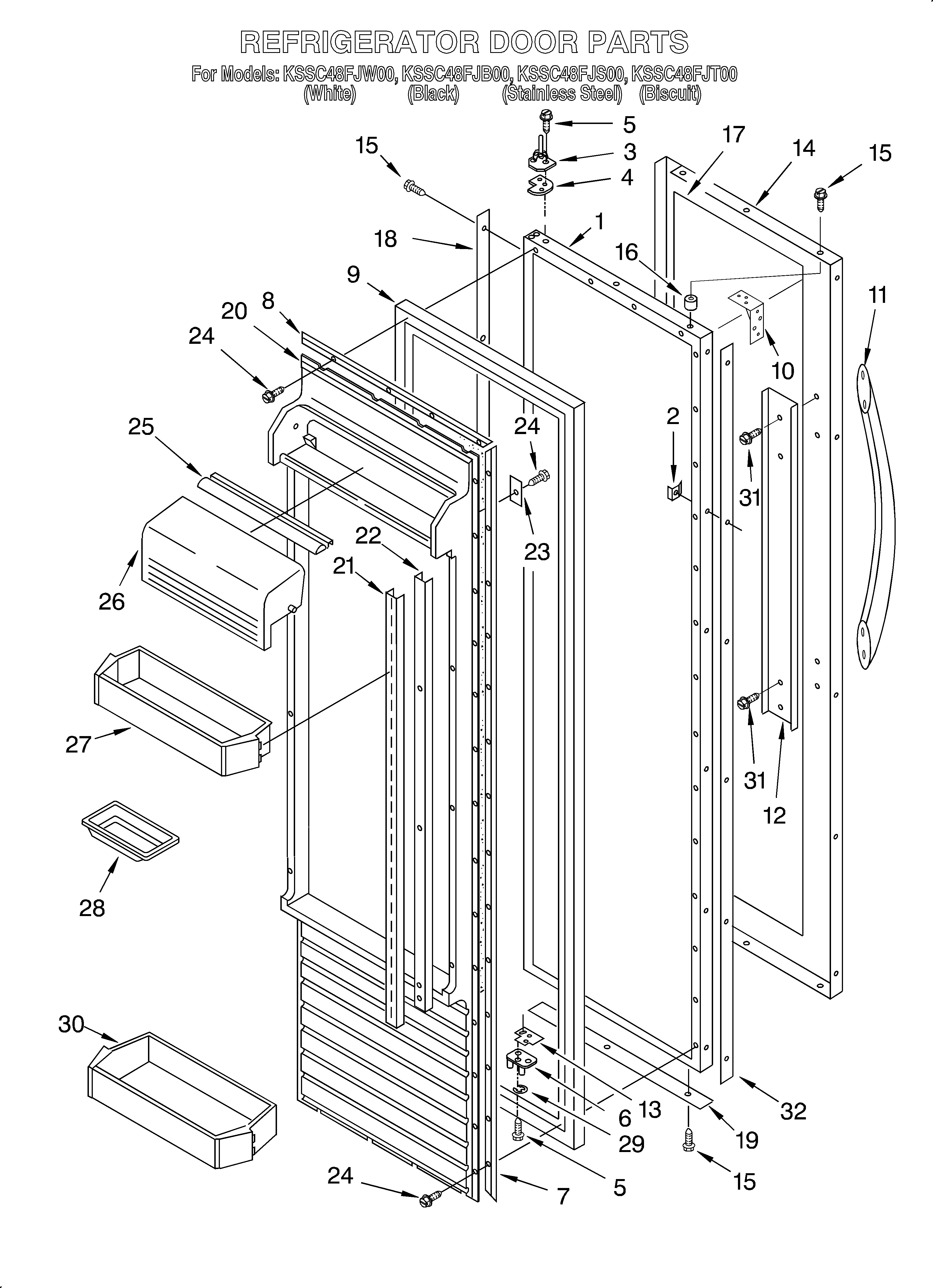 KitchenAid KSSC48FJB00 refrigerator door diagram