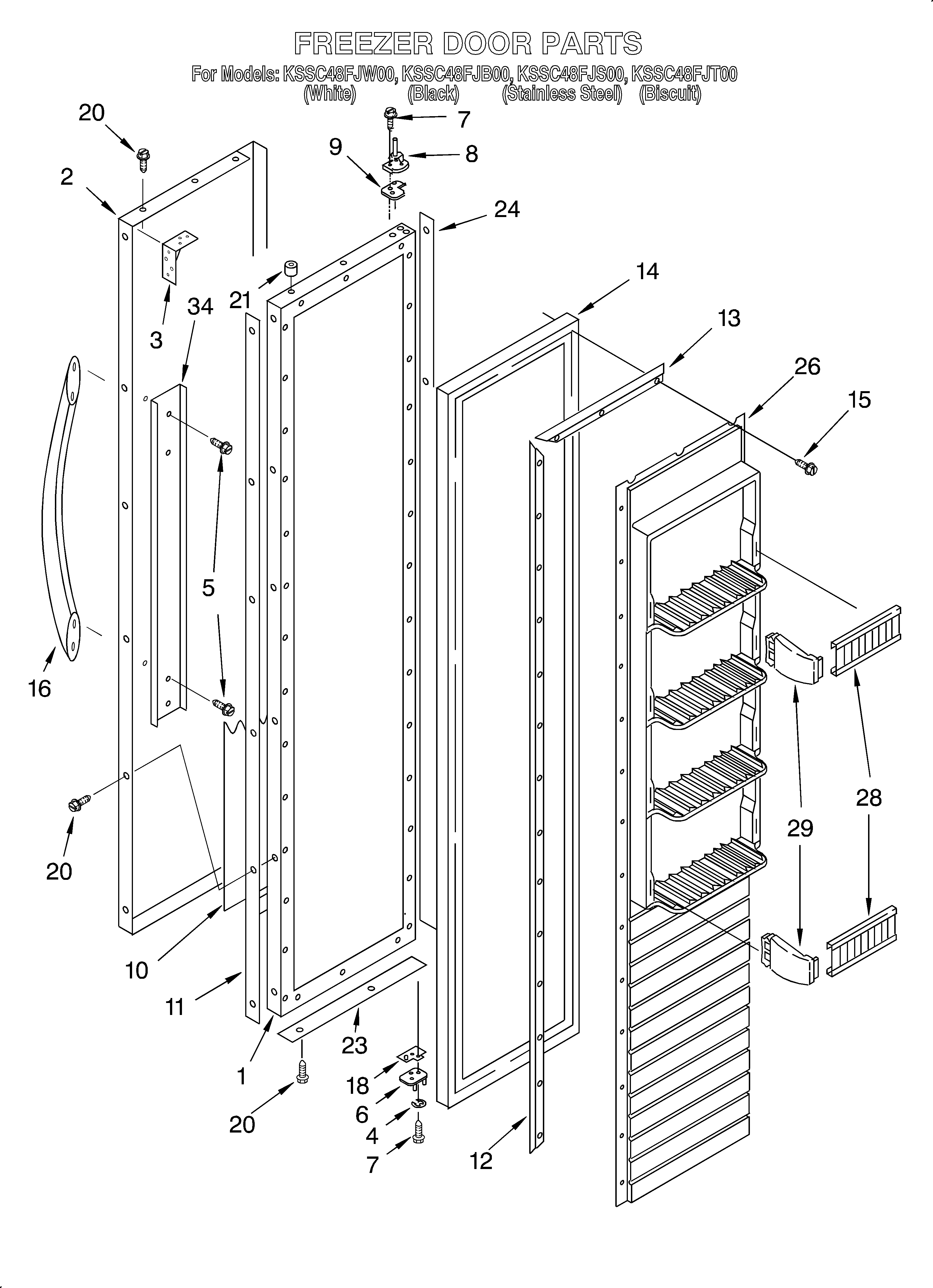 KitchenAid KSSC48FJB00 freezer door diagram