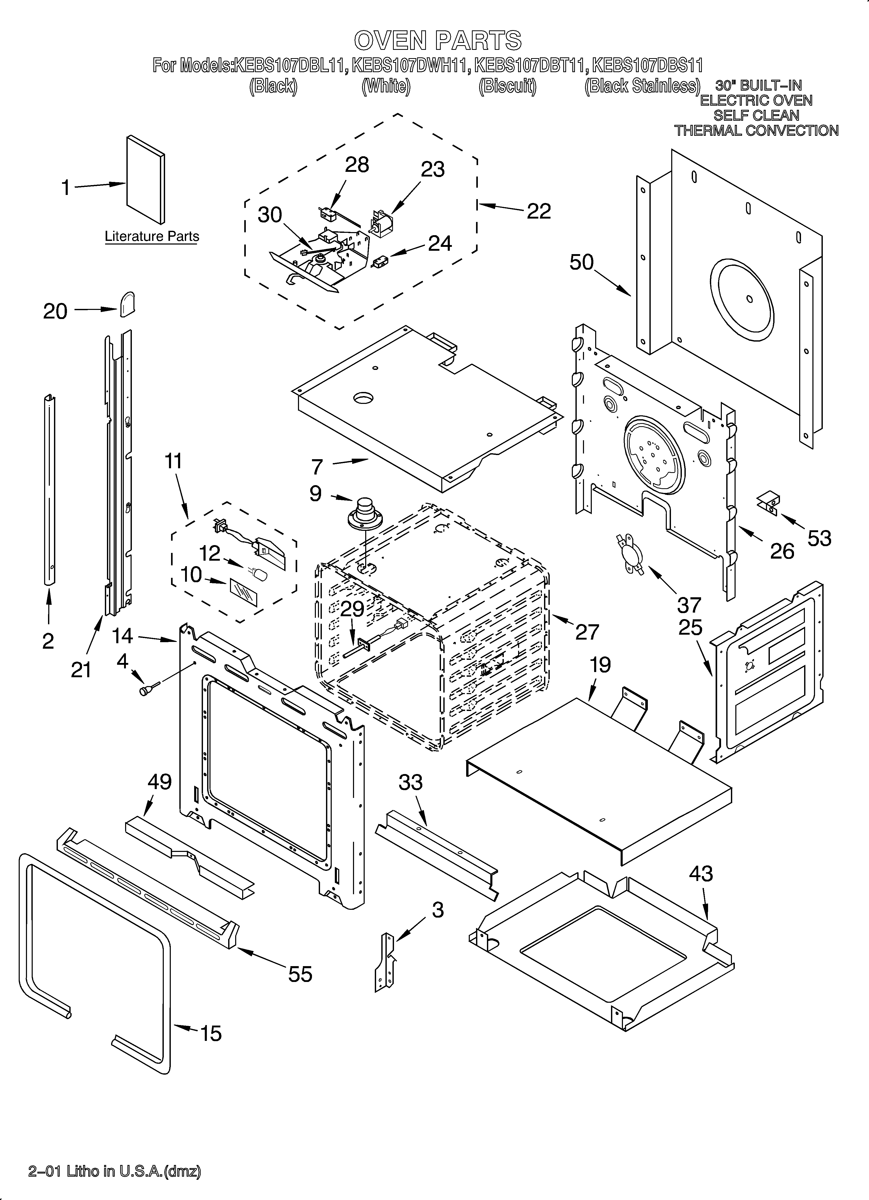 KitchenAid KEBS107DBL11 oven/literature diagram