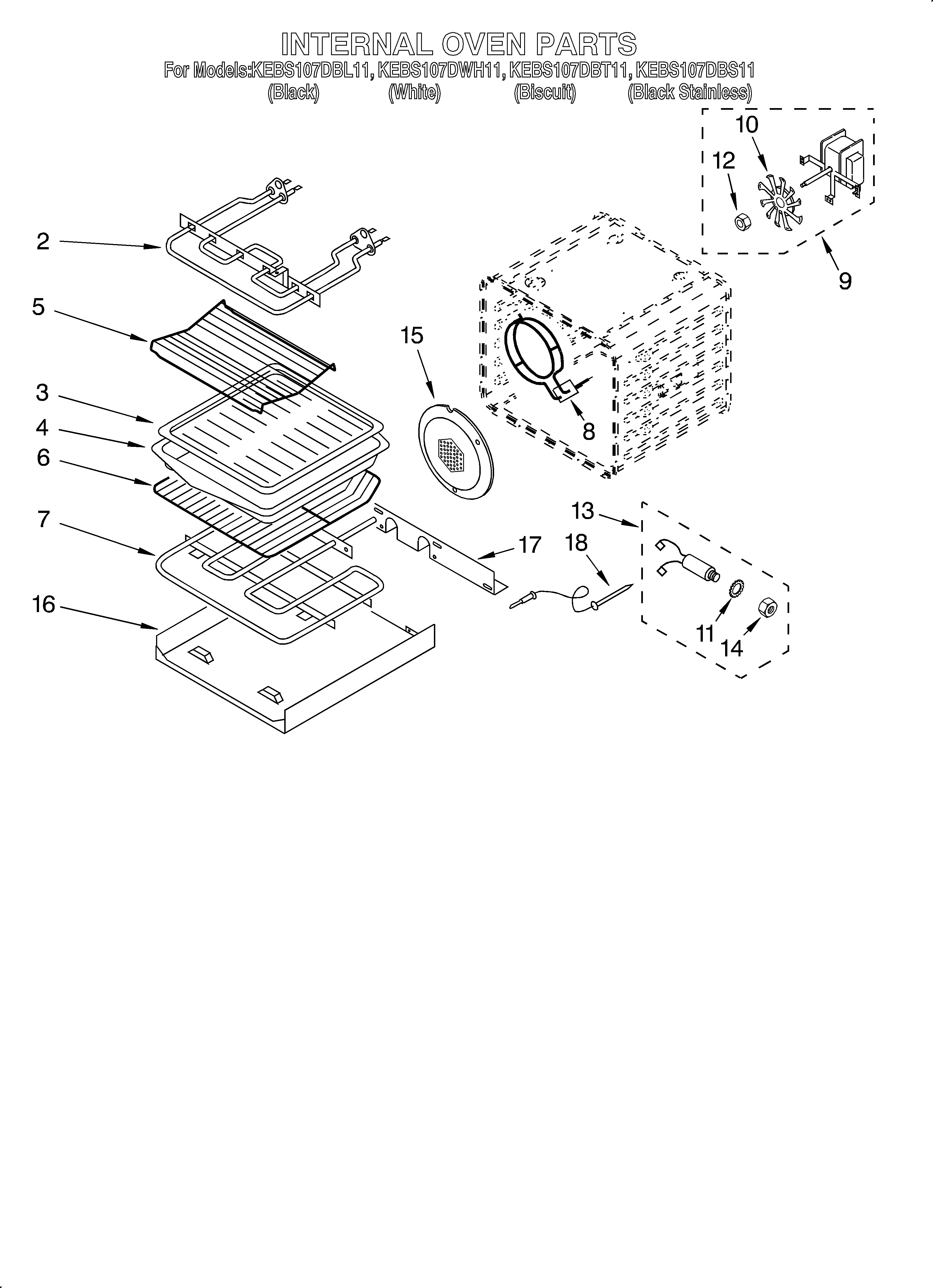 KitchenAid KEBS107DBL11 internal oven diagram
