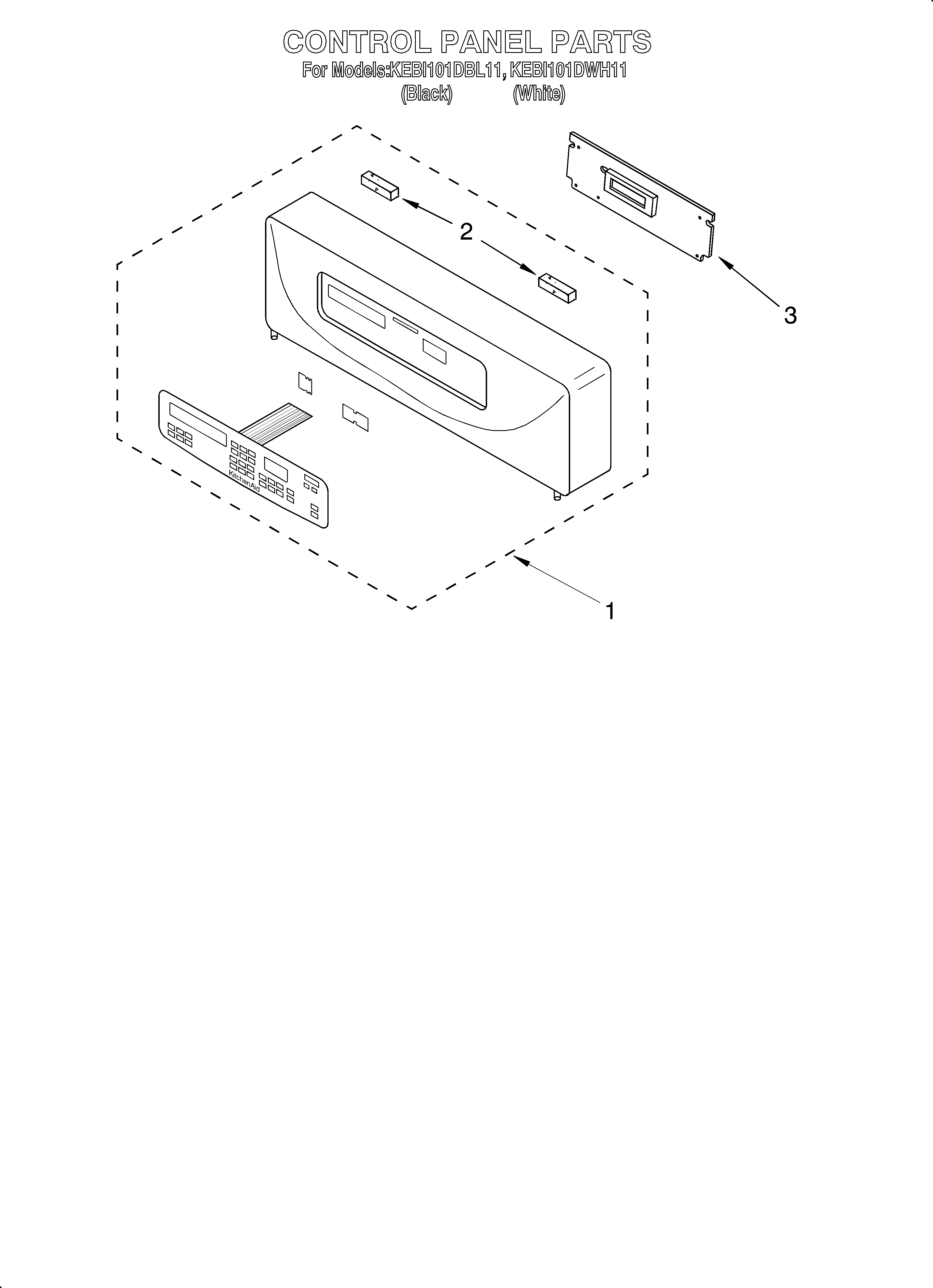 KitchenAid KEBI101DWH11 control panel diagram