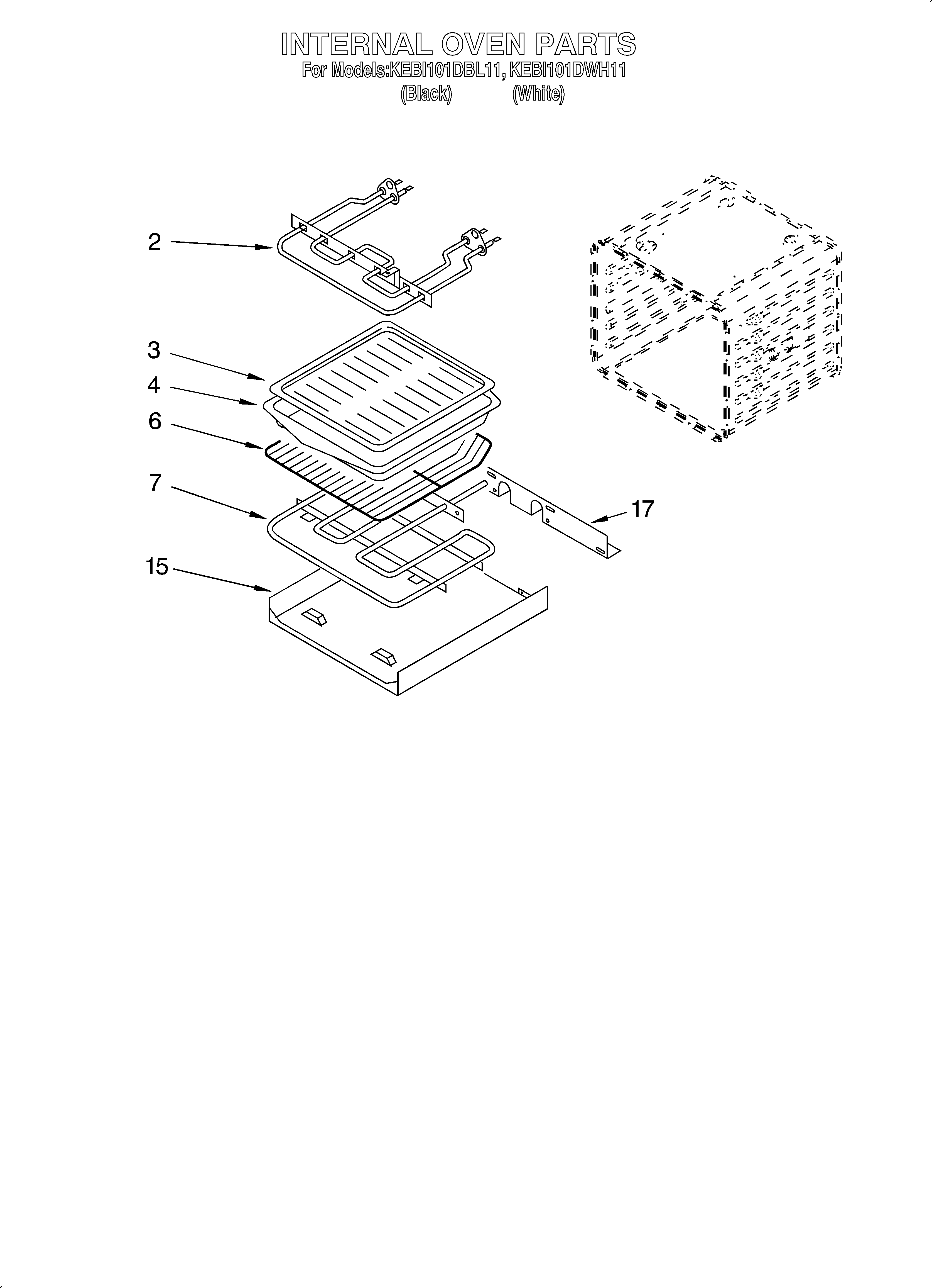 KitchenAid KEBI101DWH11 internal oven diagram
