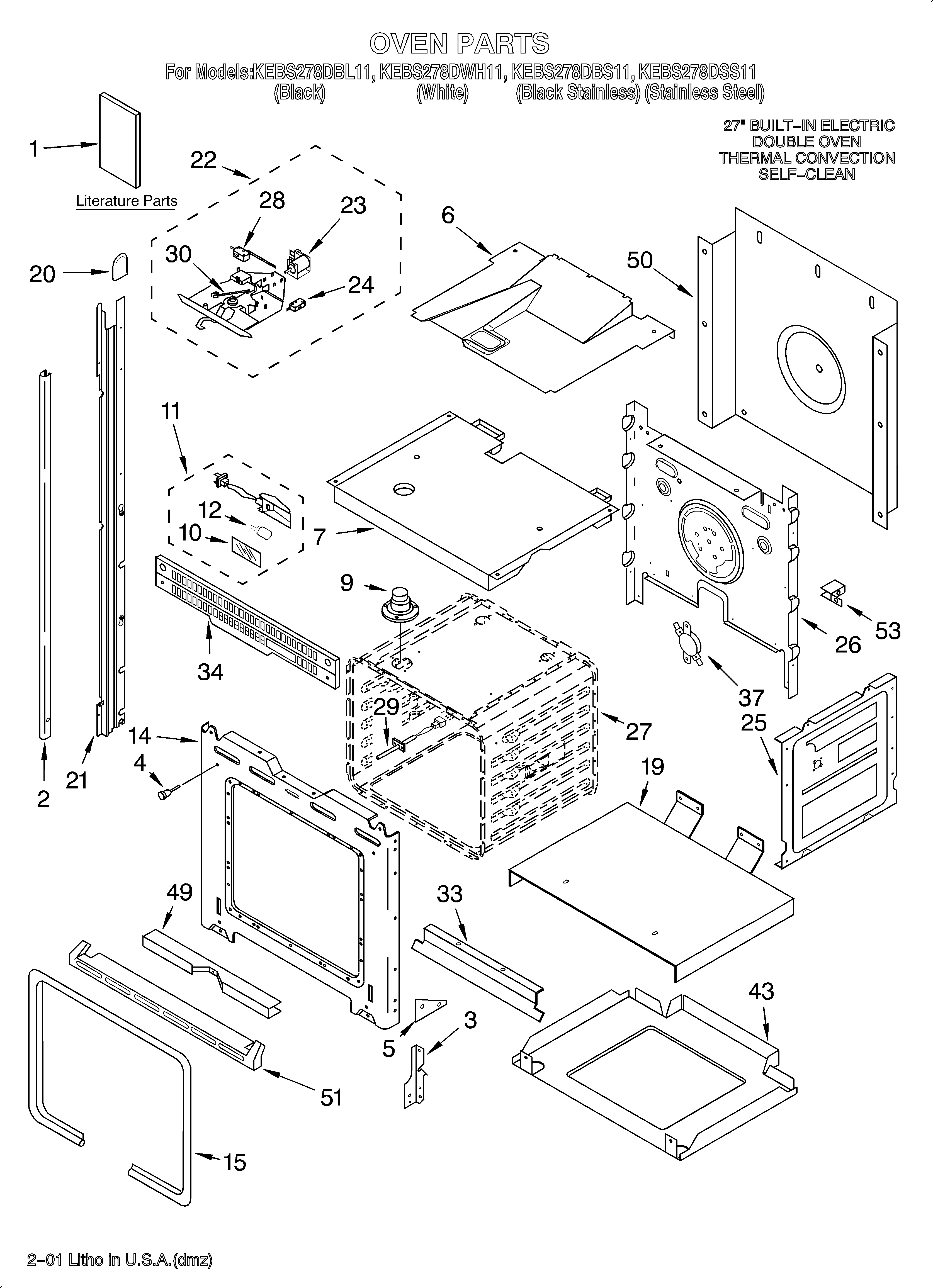 KitchenAid KEBS278DBS11 oven/literature diagram