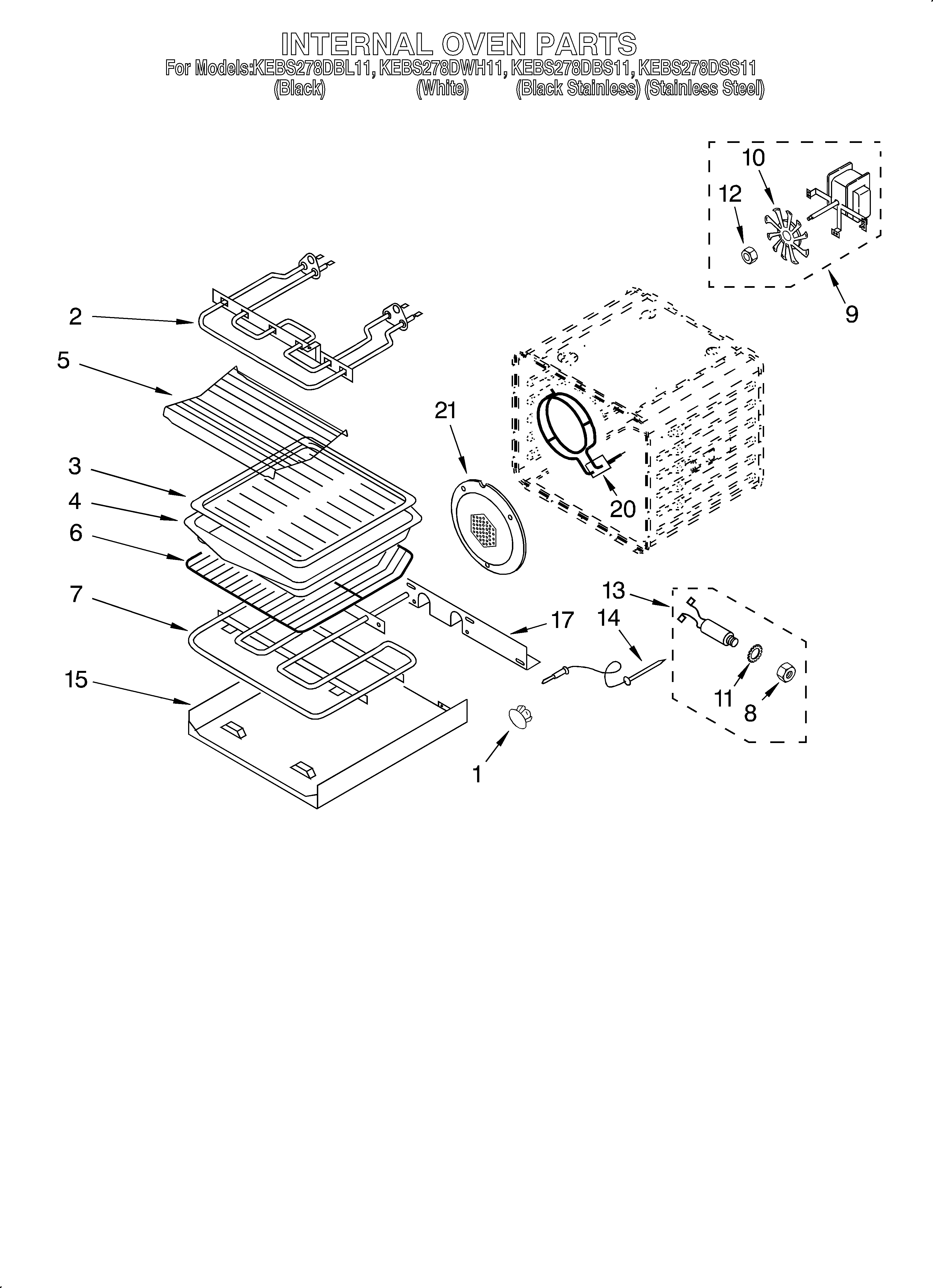 KitchenAid KEBS278DBS11 internal oven diagram