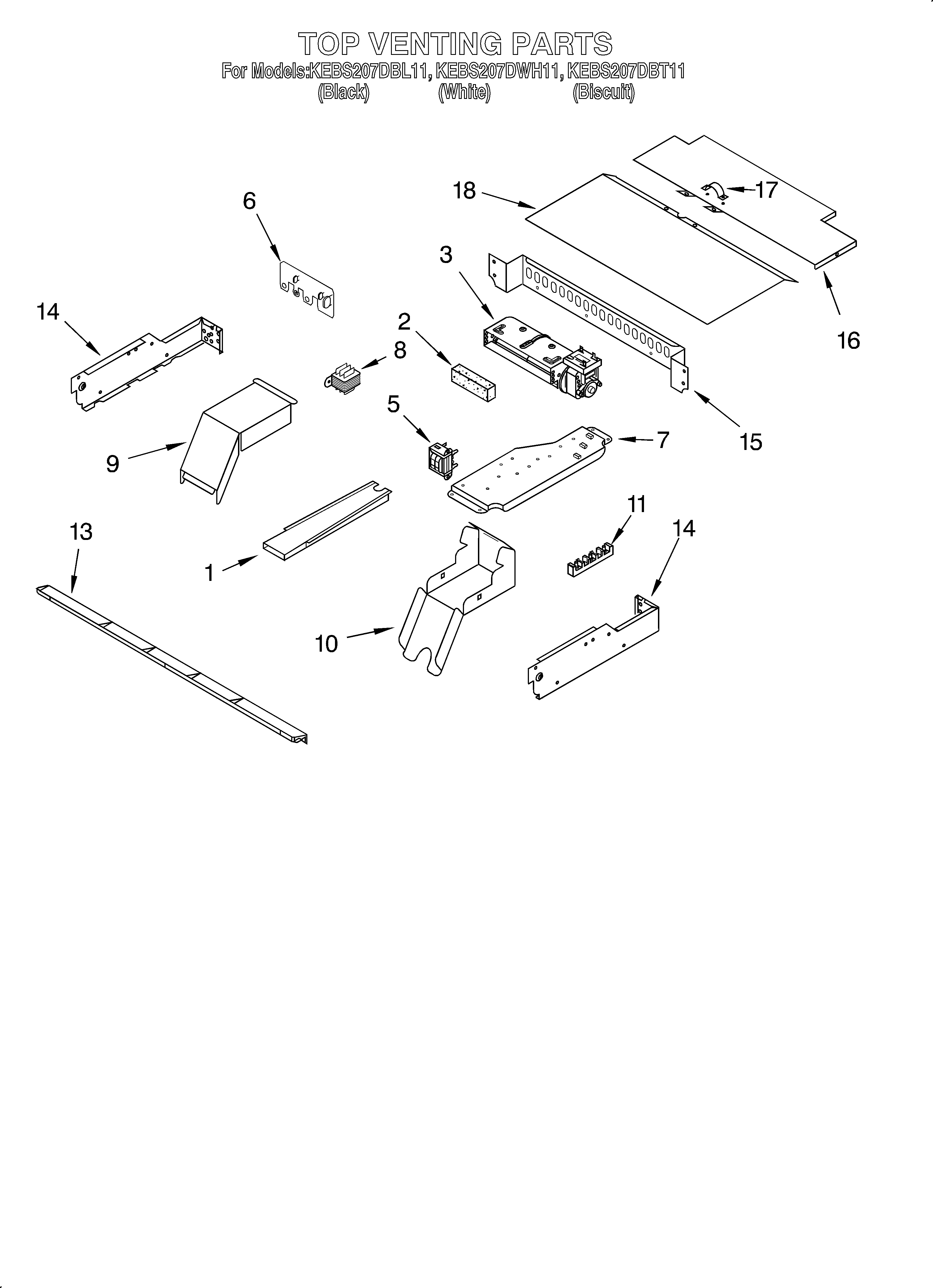 KitchenAid KEBS207DWH11 top venting/optional diagram