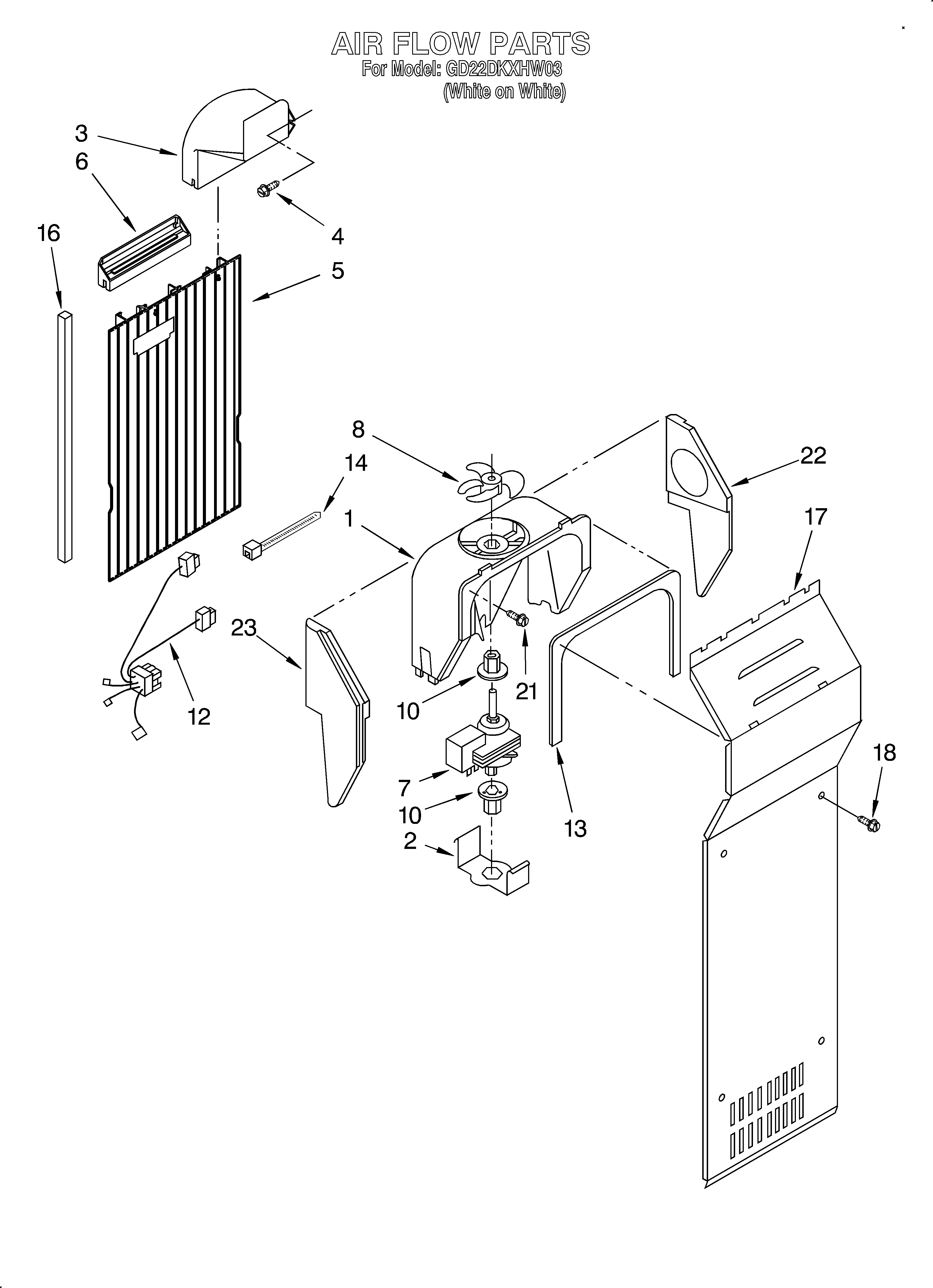 Whirlpool GD22DKXHW03 air flow diagram