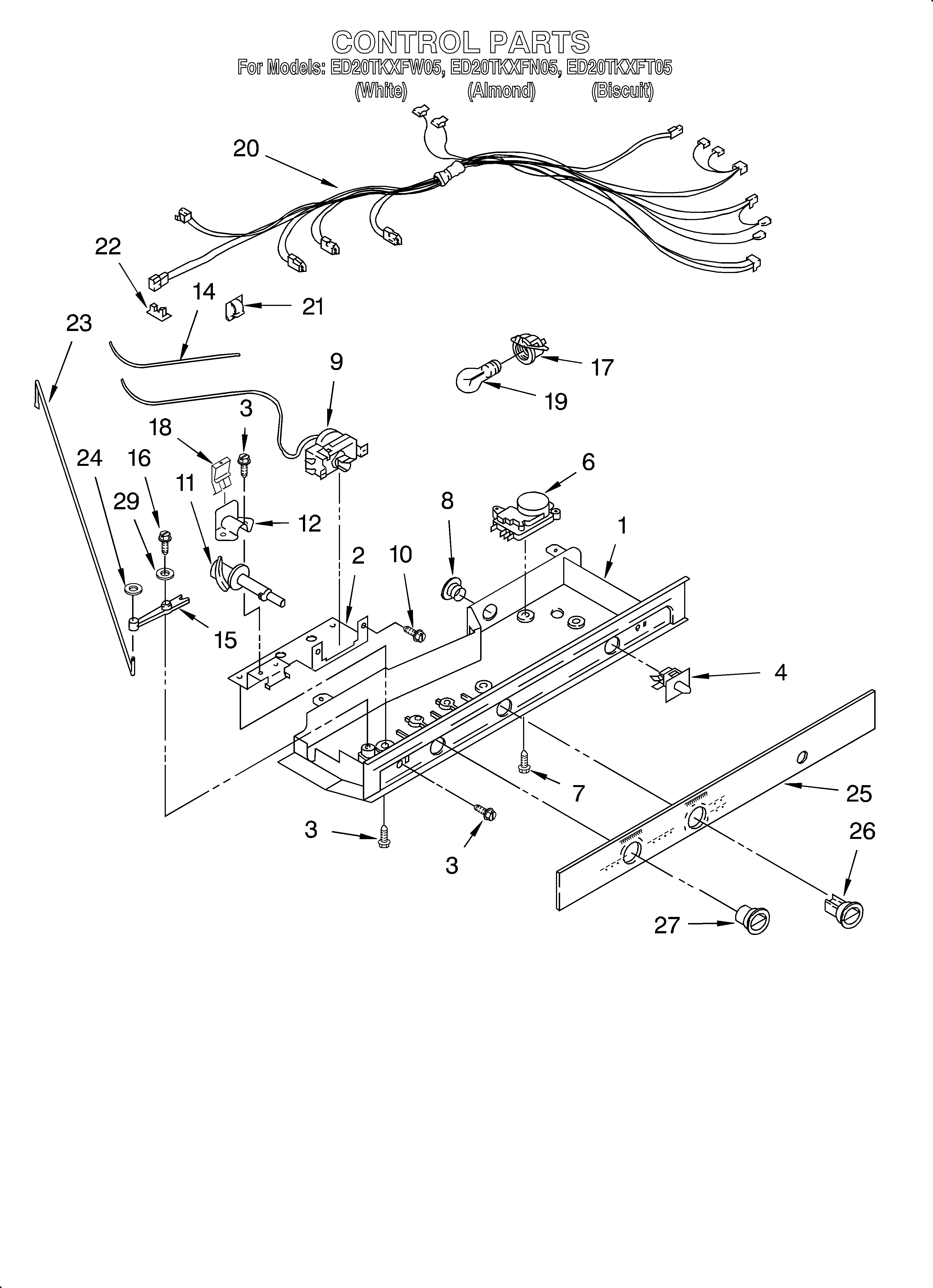 Whirlpool ED20TKXFN05 control/optional diagram
