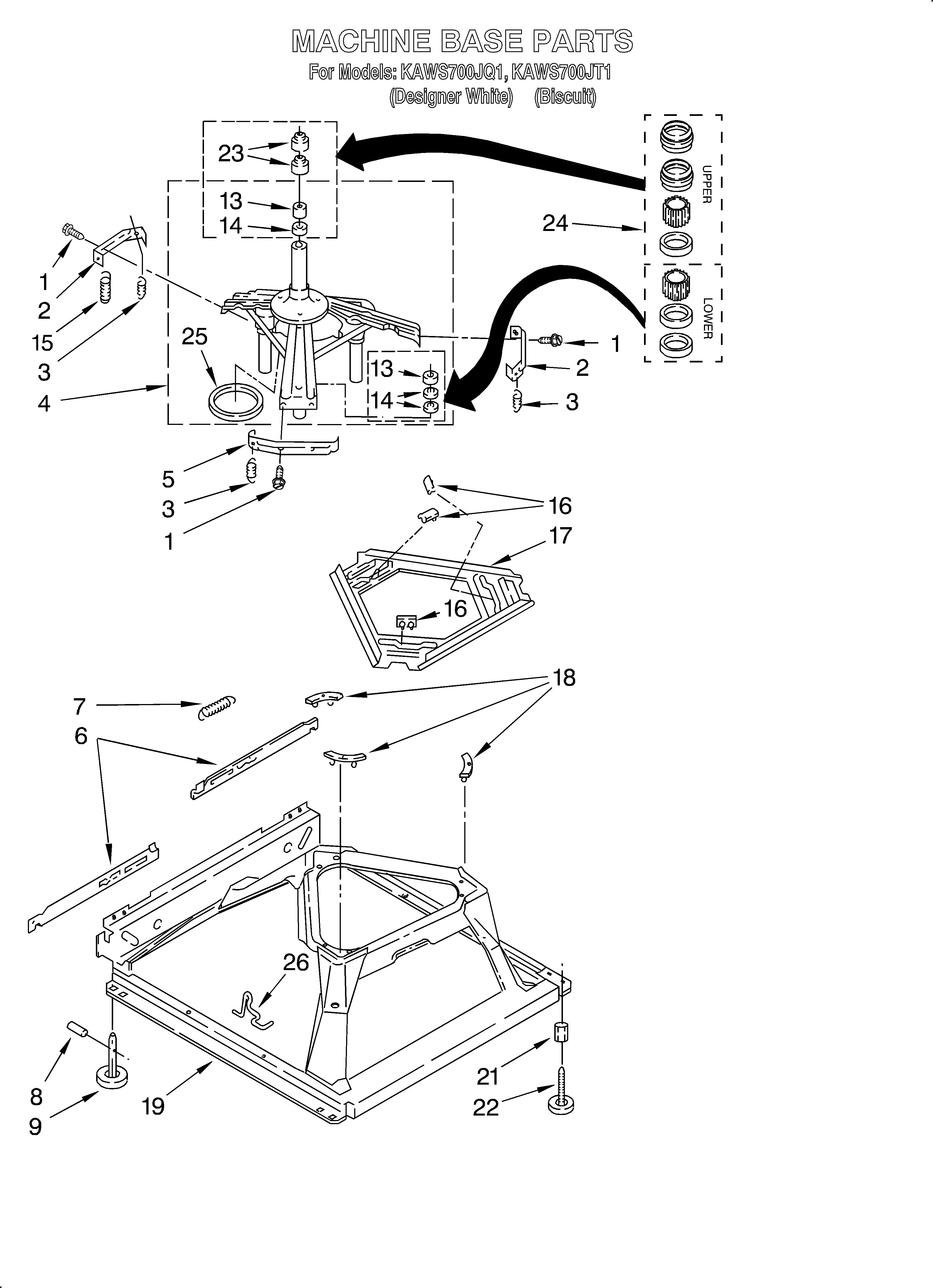 KitchenAid KAWS700JT1 machine base diagram