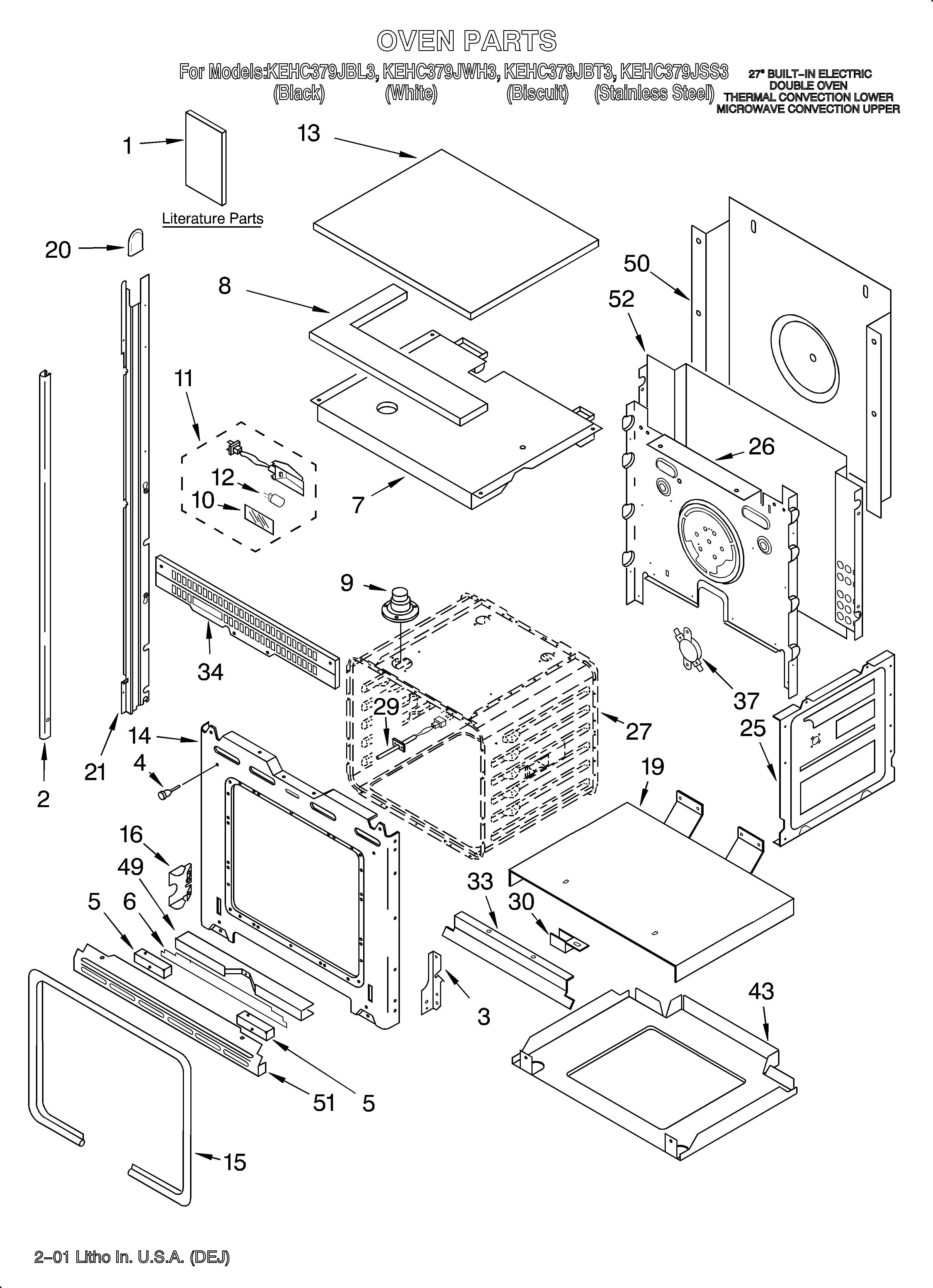 KitchenAid KEHC379JBL3 oven/literature diagram