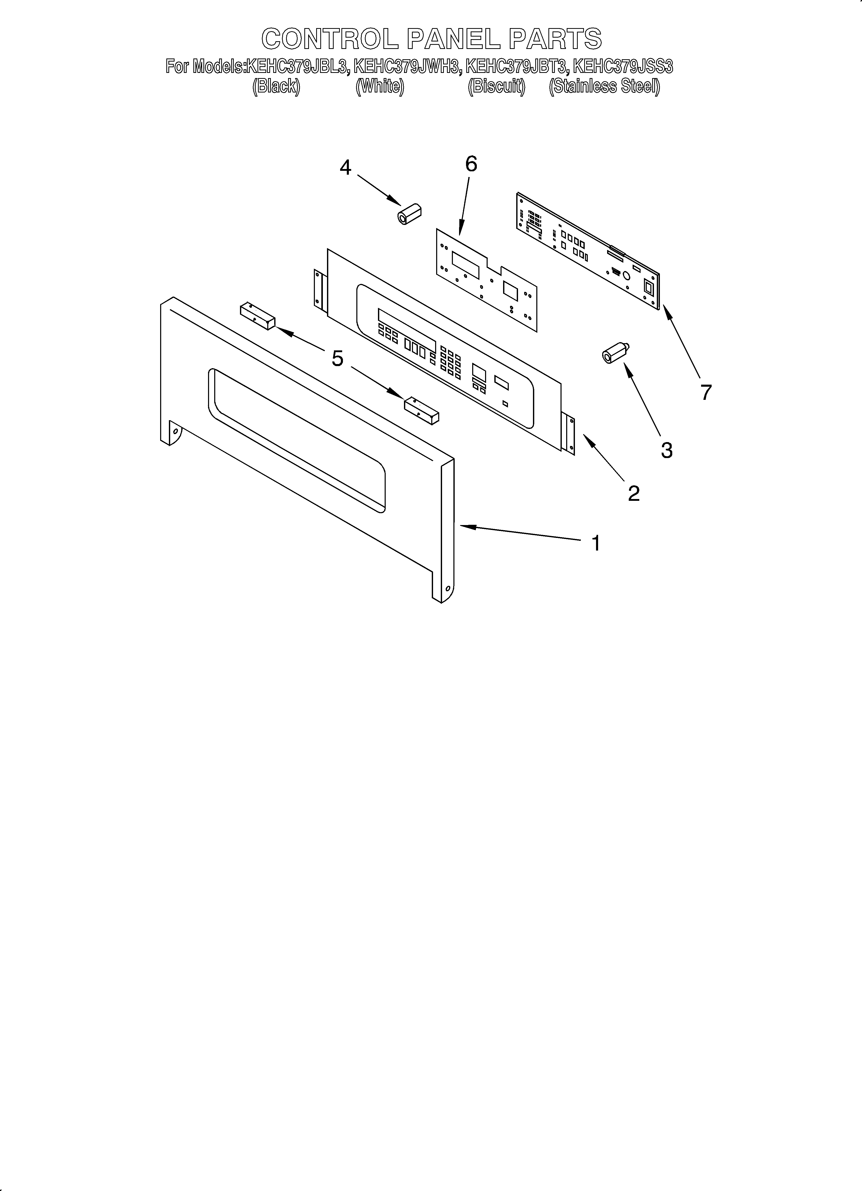 KitchenAid KEHC379JBL3 control panel diagram