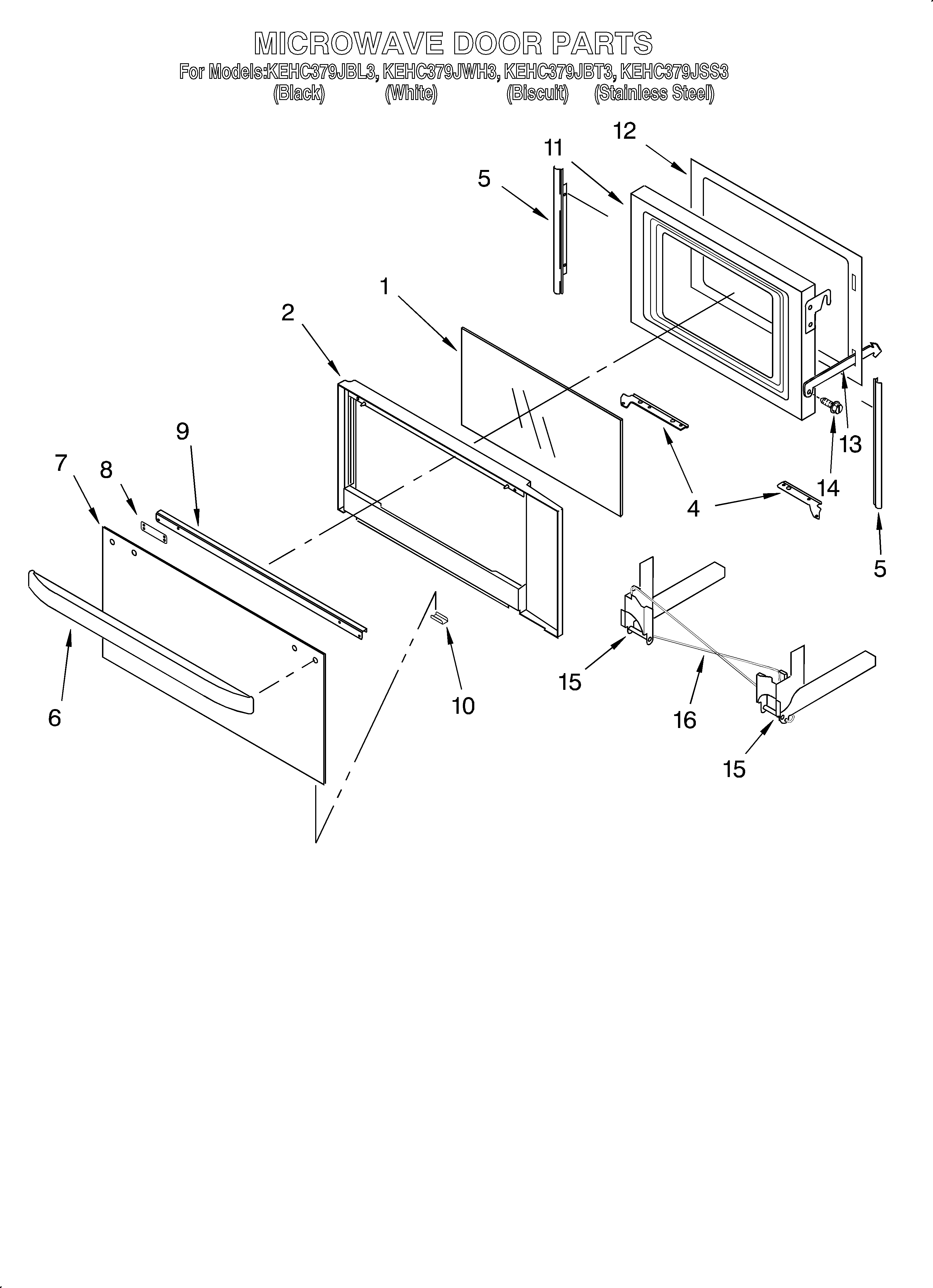 KitchenAid KEHC379JBL3 microwave door/optional diagram