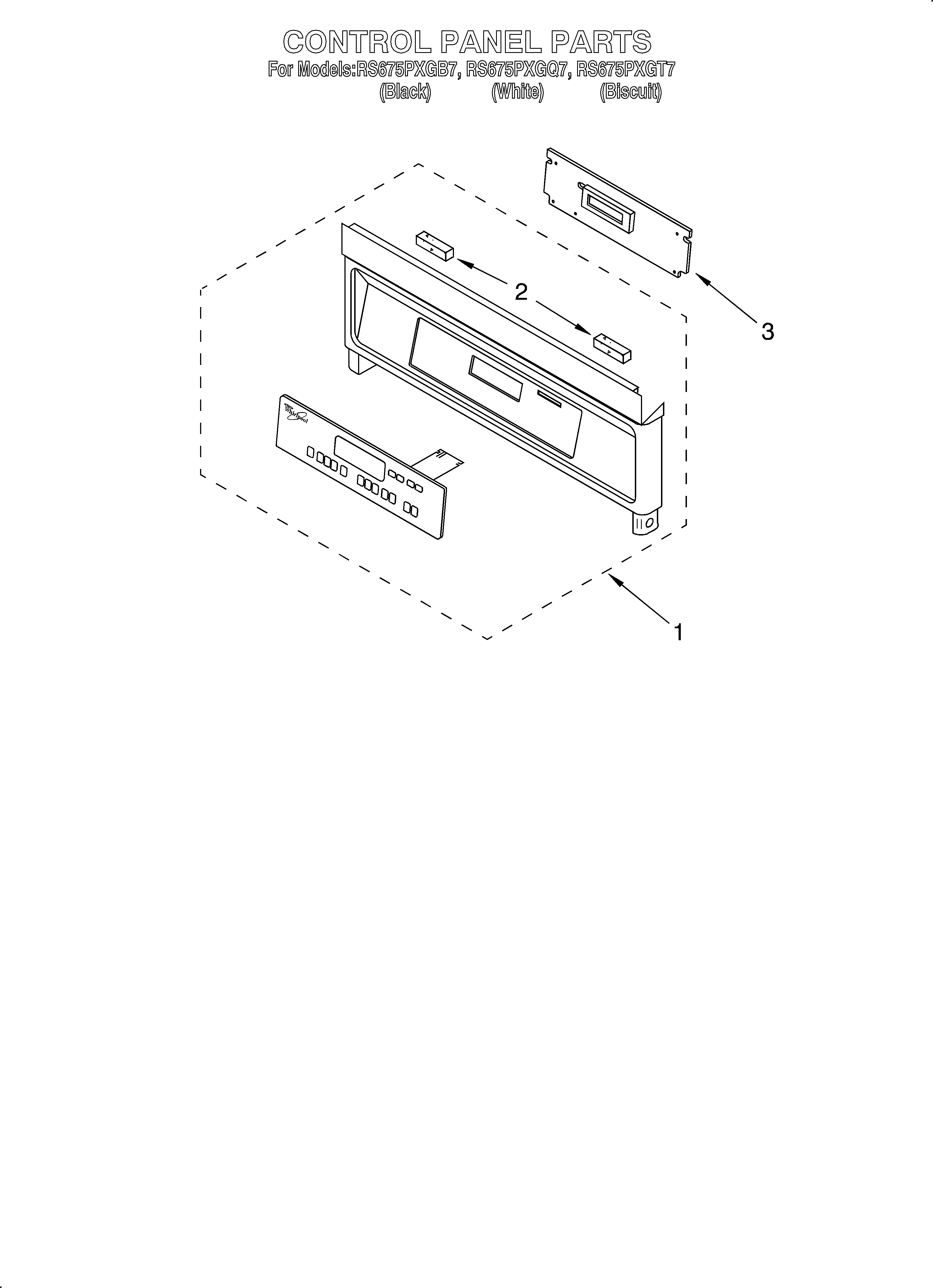 Whirlpool RS675PXGQ7 control panel diagram