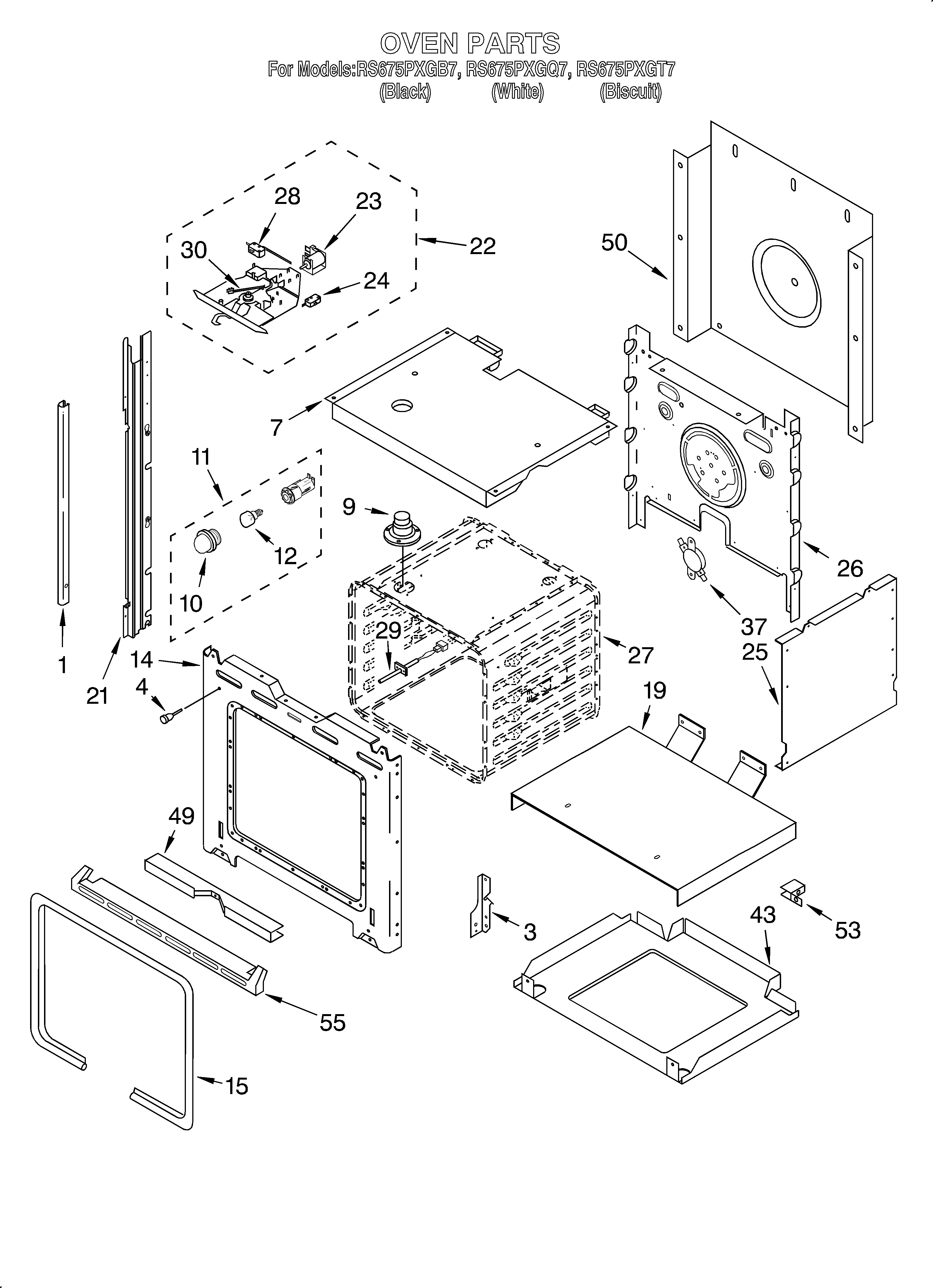 Whirlpool RS675PXGQ7 oven diagram