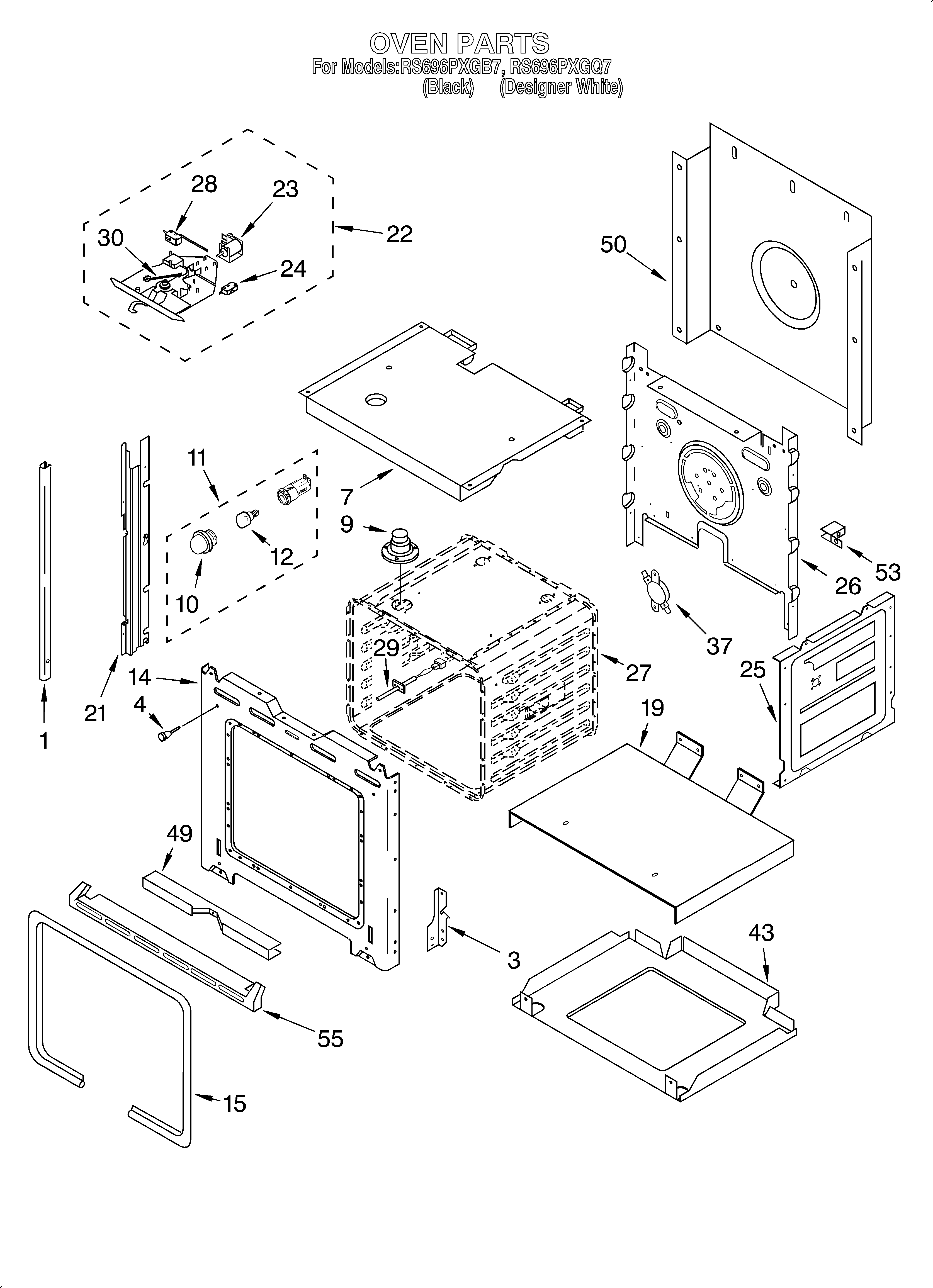 Whirlpool RS696PXGB7 oven diagram