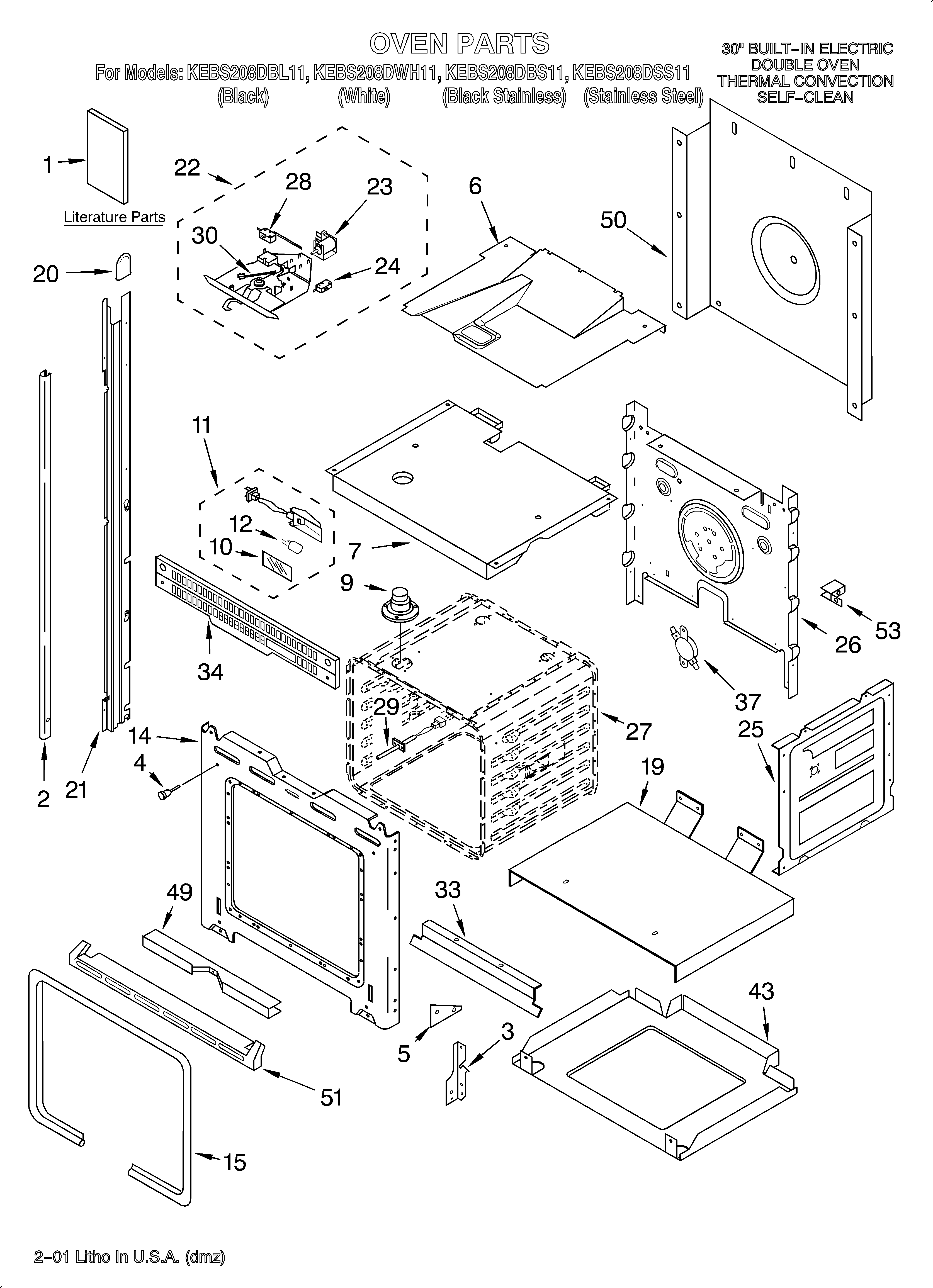 KitchenAid KEBS208DSS11 oven/literature diagram