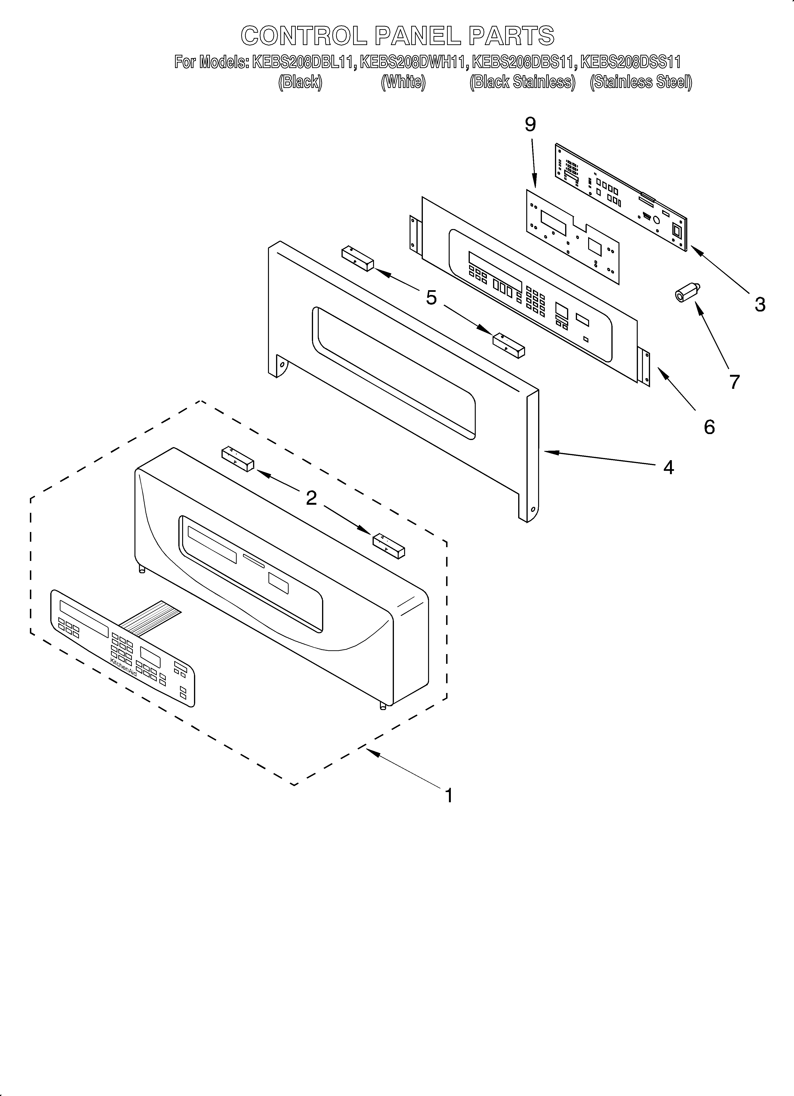 KitchenAid KEBS208DSS11 control panel diagram