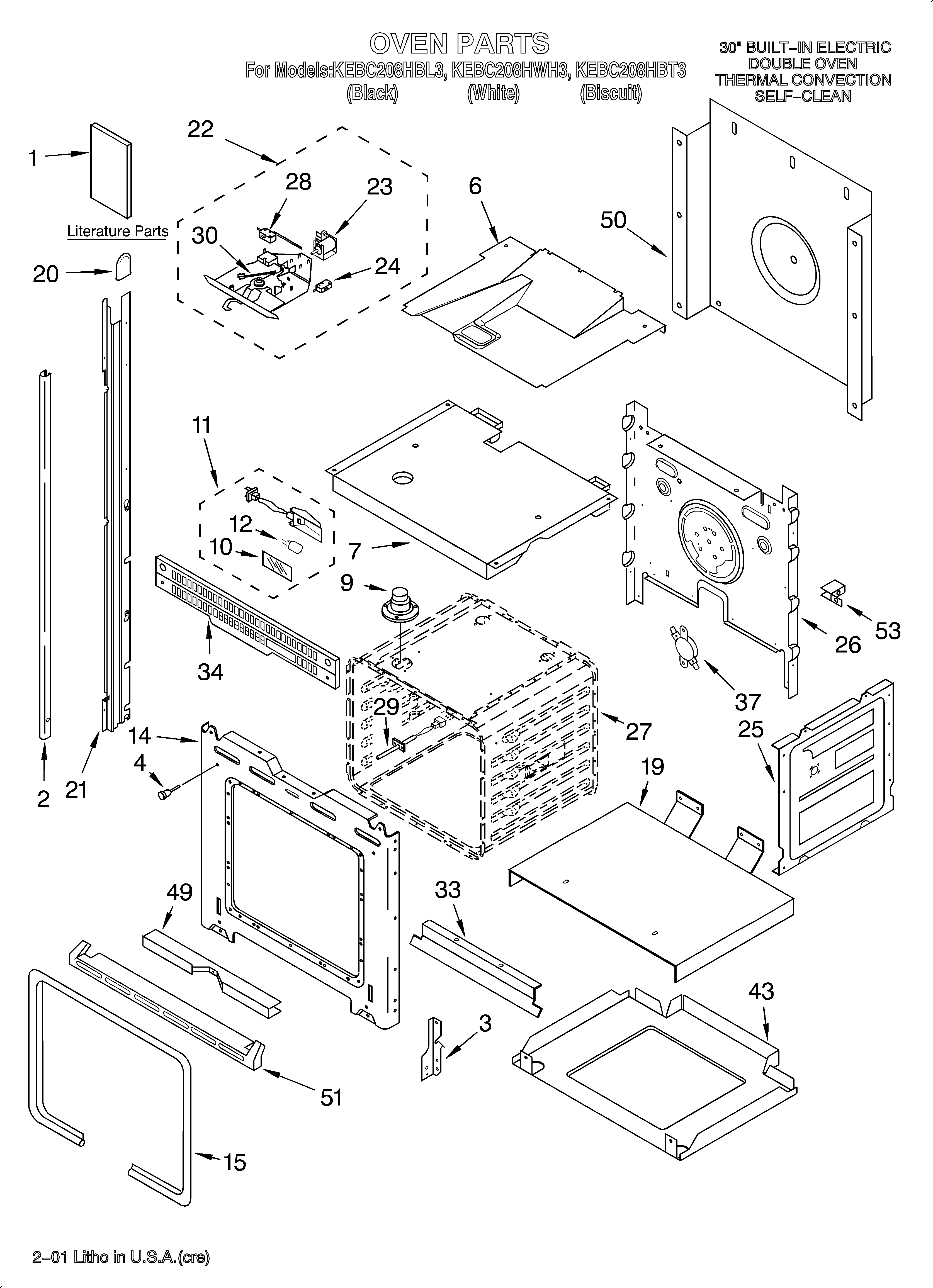 KitchenAid KEBC208HWH3 oven/literature diagram