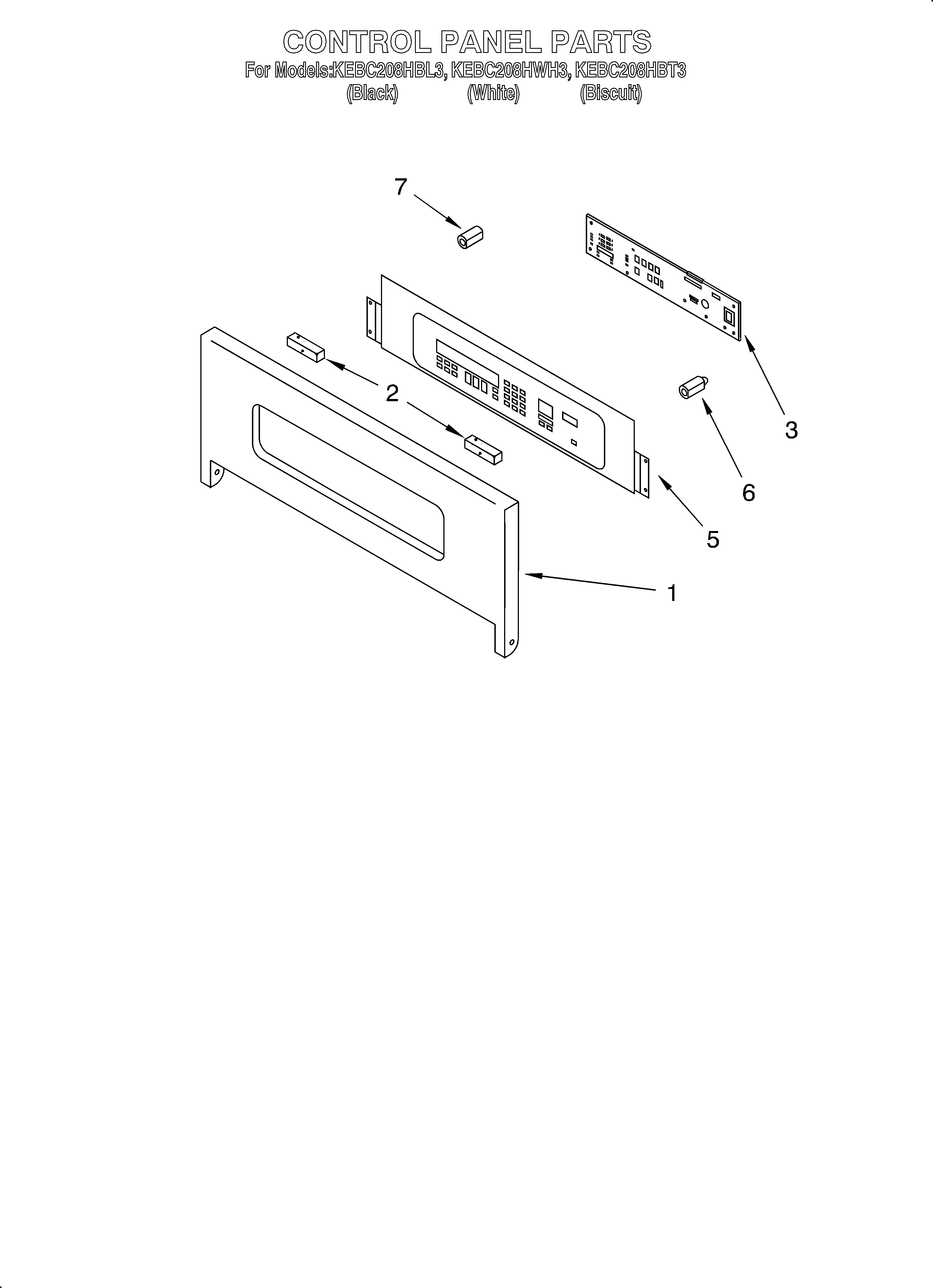 KitchenAid KEBC208HWH3 control panel diagram