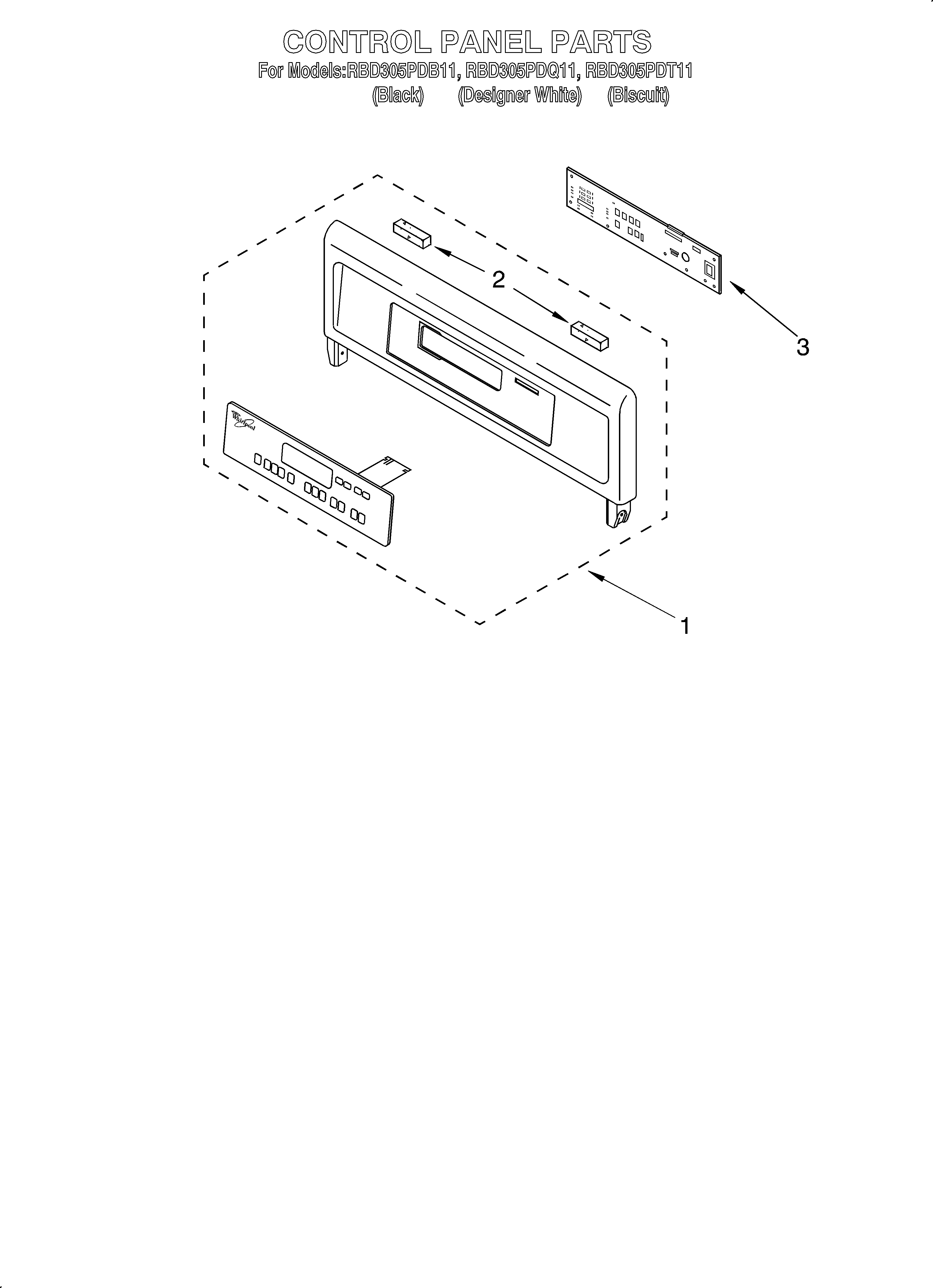 Whirlpool RBD305PDT11 control panel diagram
