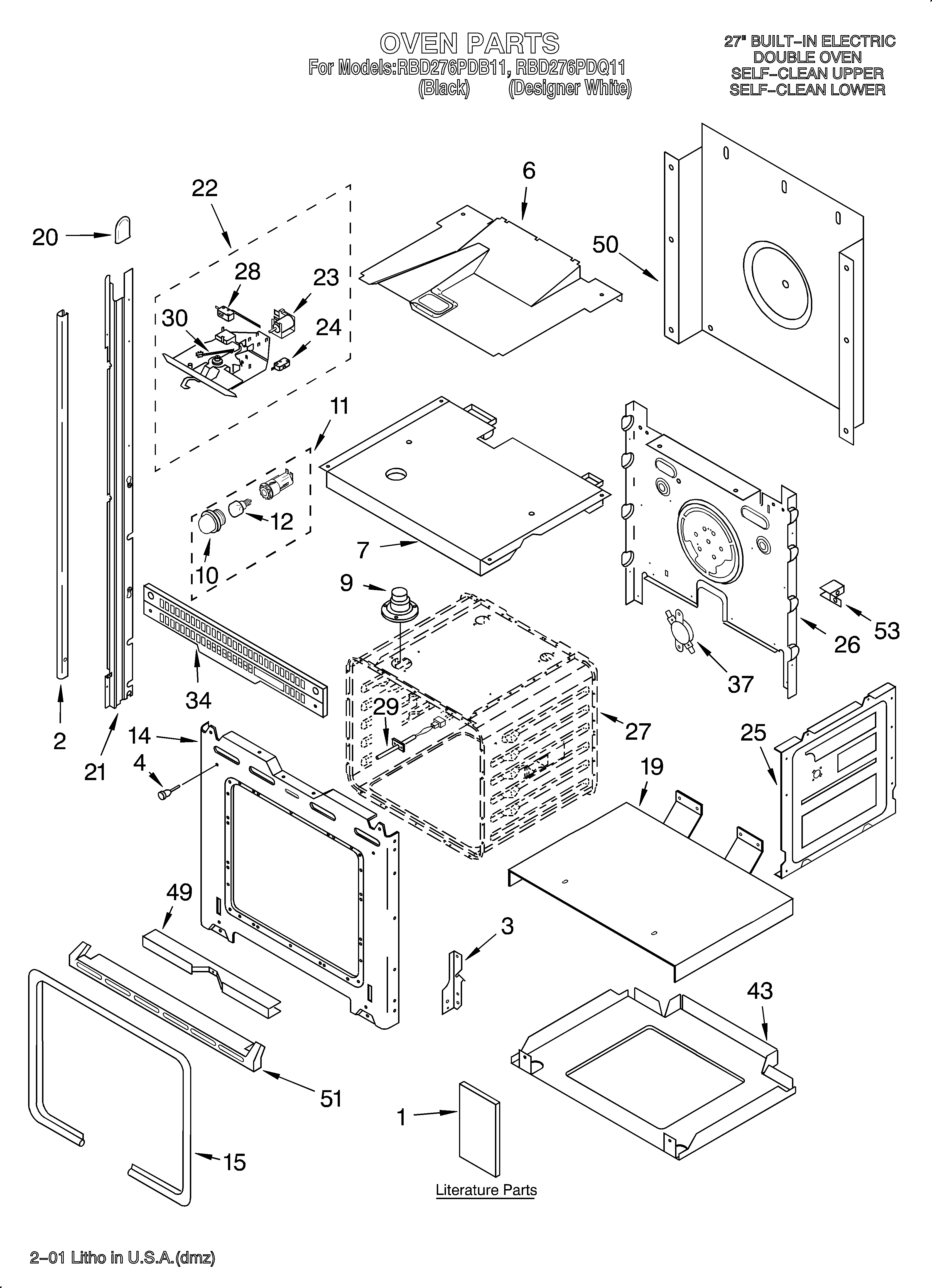 Whirlpool RBD276PDQ11 oven/literature diagram