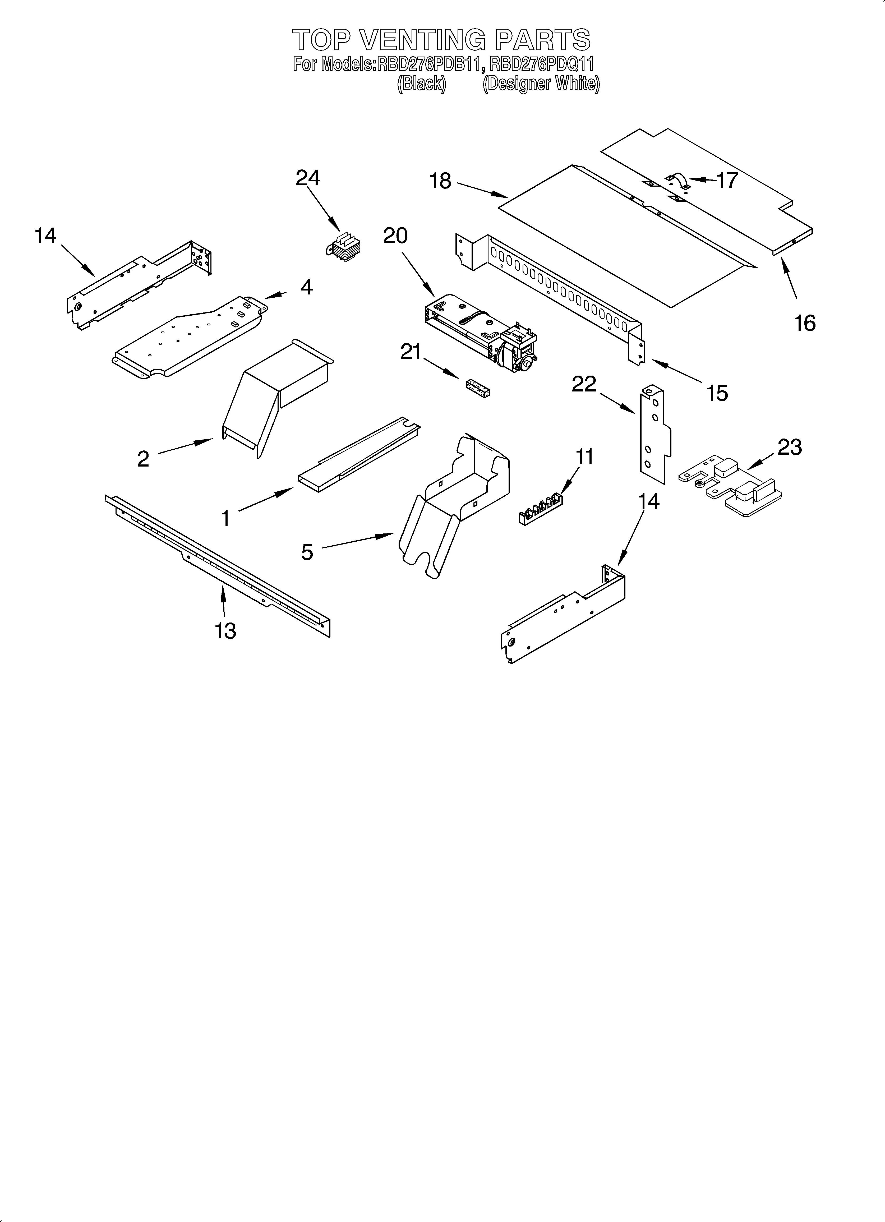Whirlpool RBD276PDQ11 top venting/optional diagram