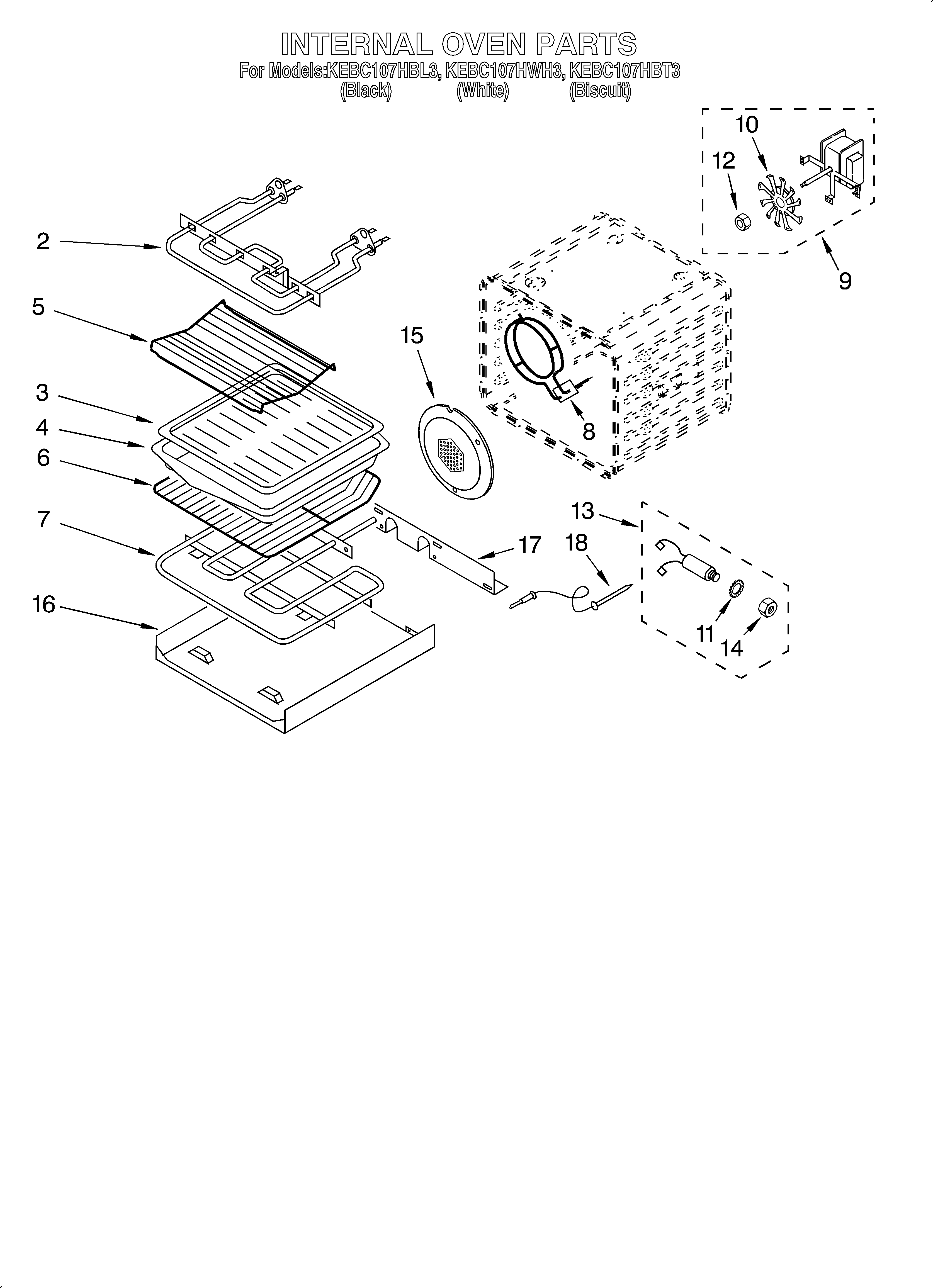 KitchenAid KEBC107HWH3 internal oven diagram