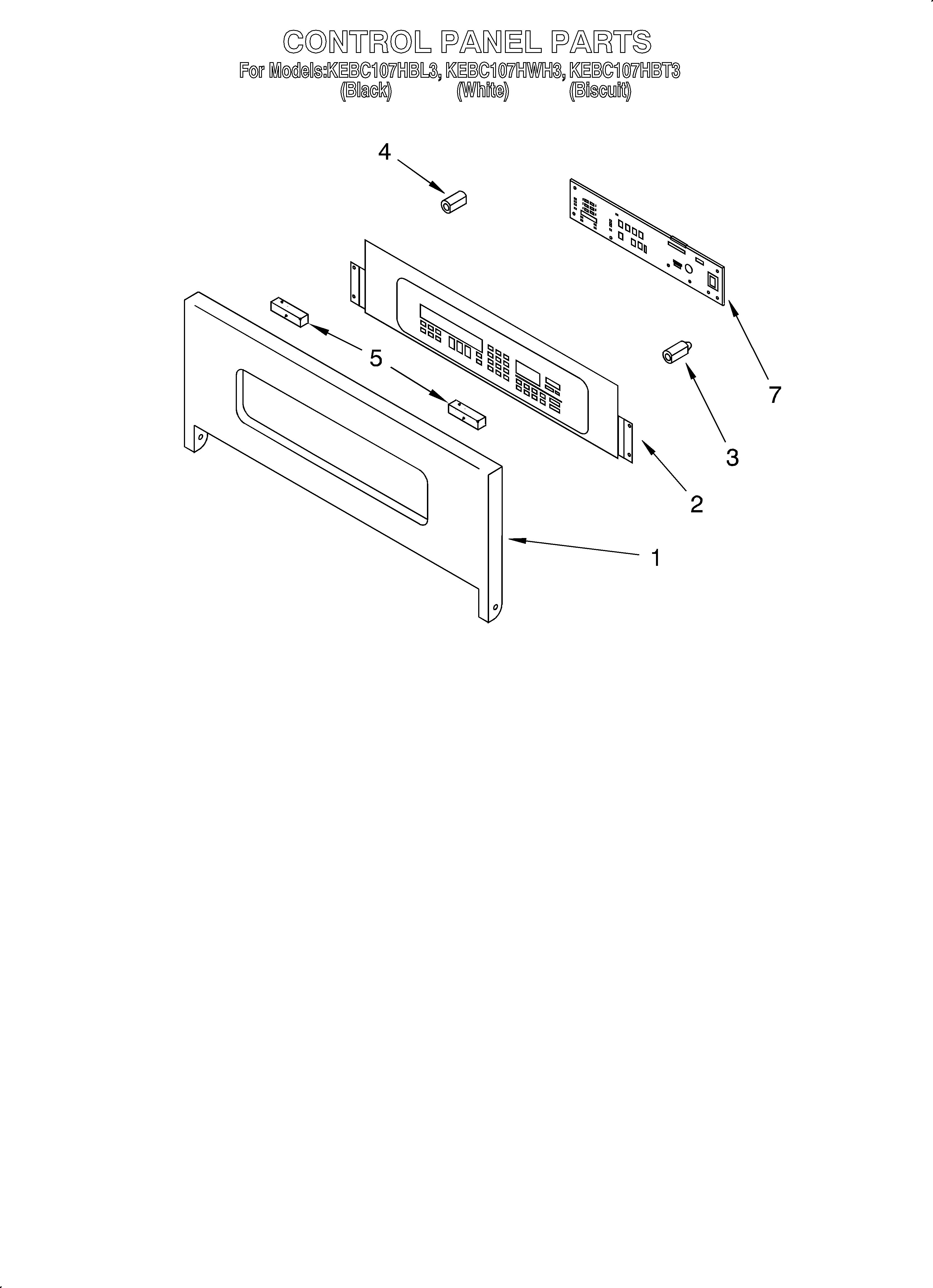 KitchenAid KEBC107HWH3 control panel diagram