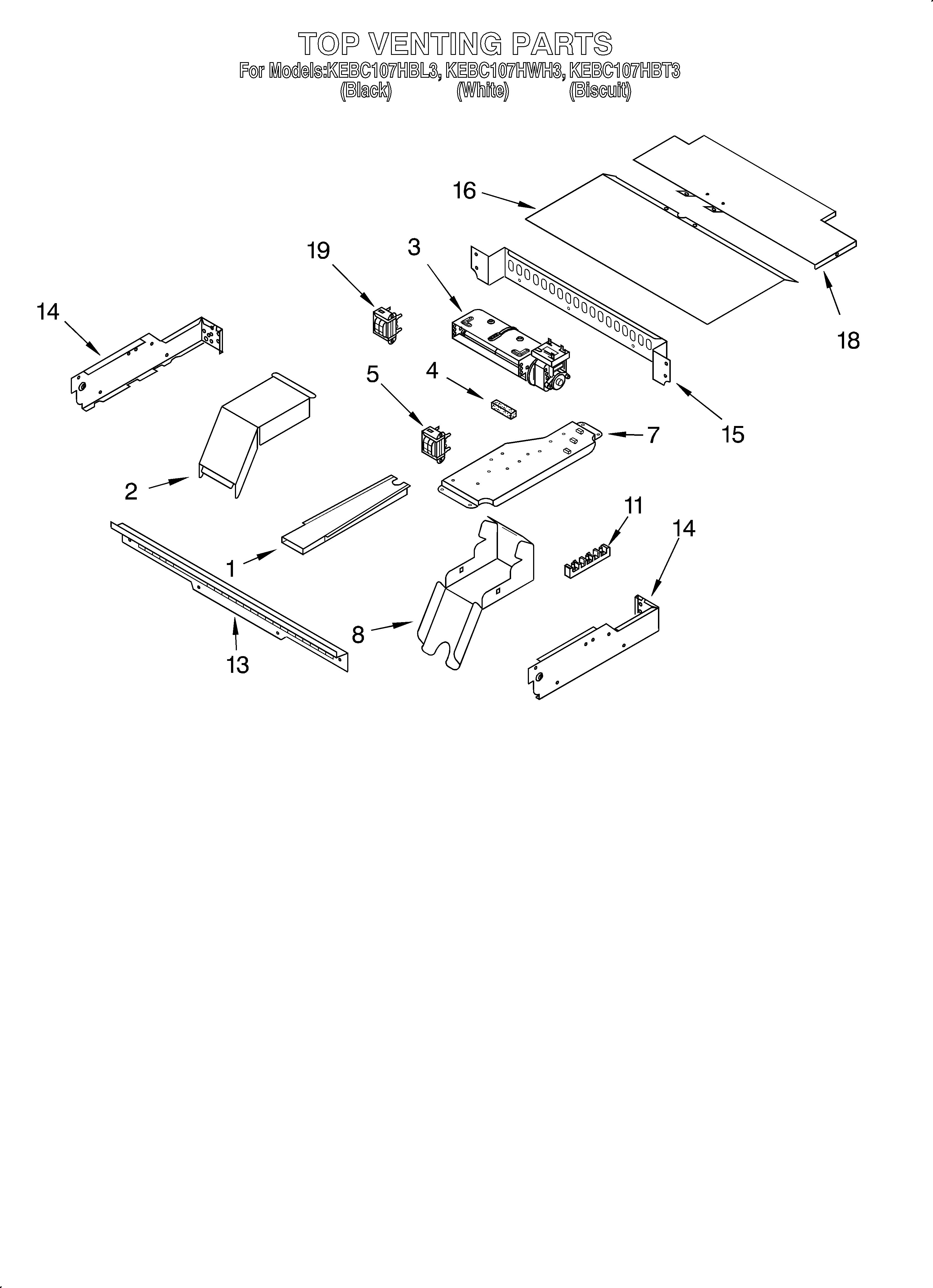 KitchenAid KEBC107HWH3 top venting/optional diagram