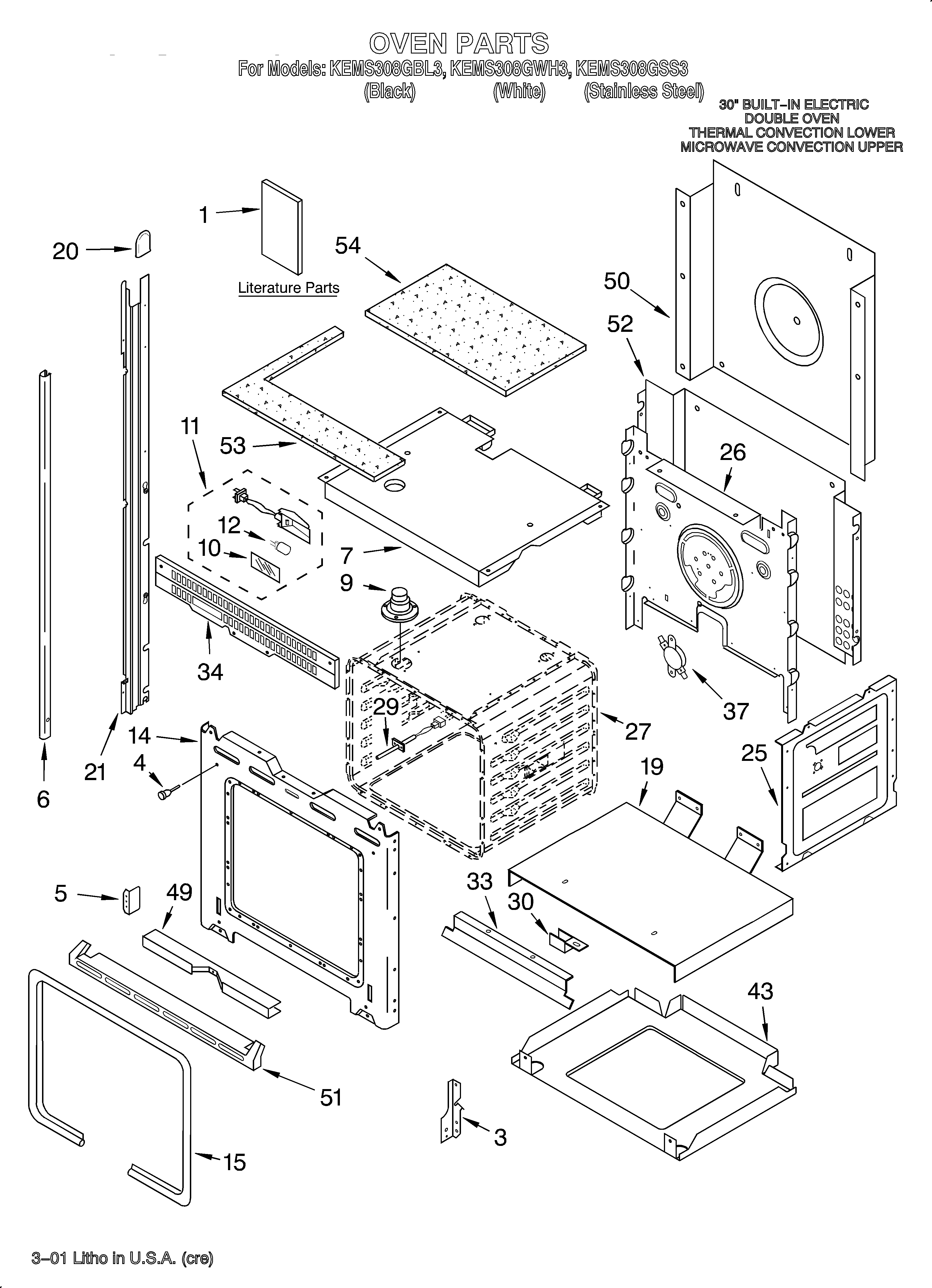 KitchenAid KEMS308GSS3 oven/literature diagram