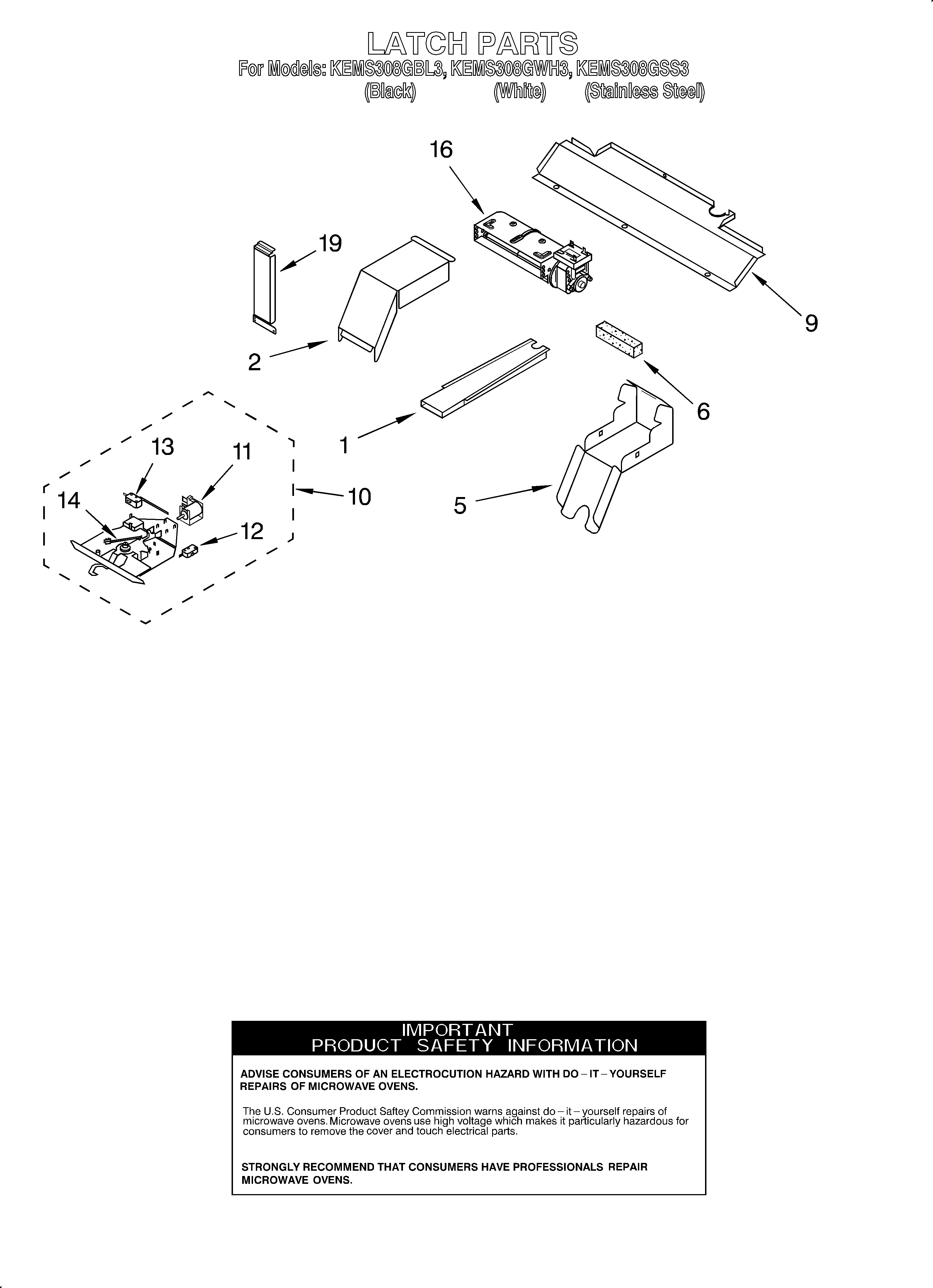 KitchenAid KEMS308GSS3 latch diagram