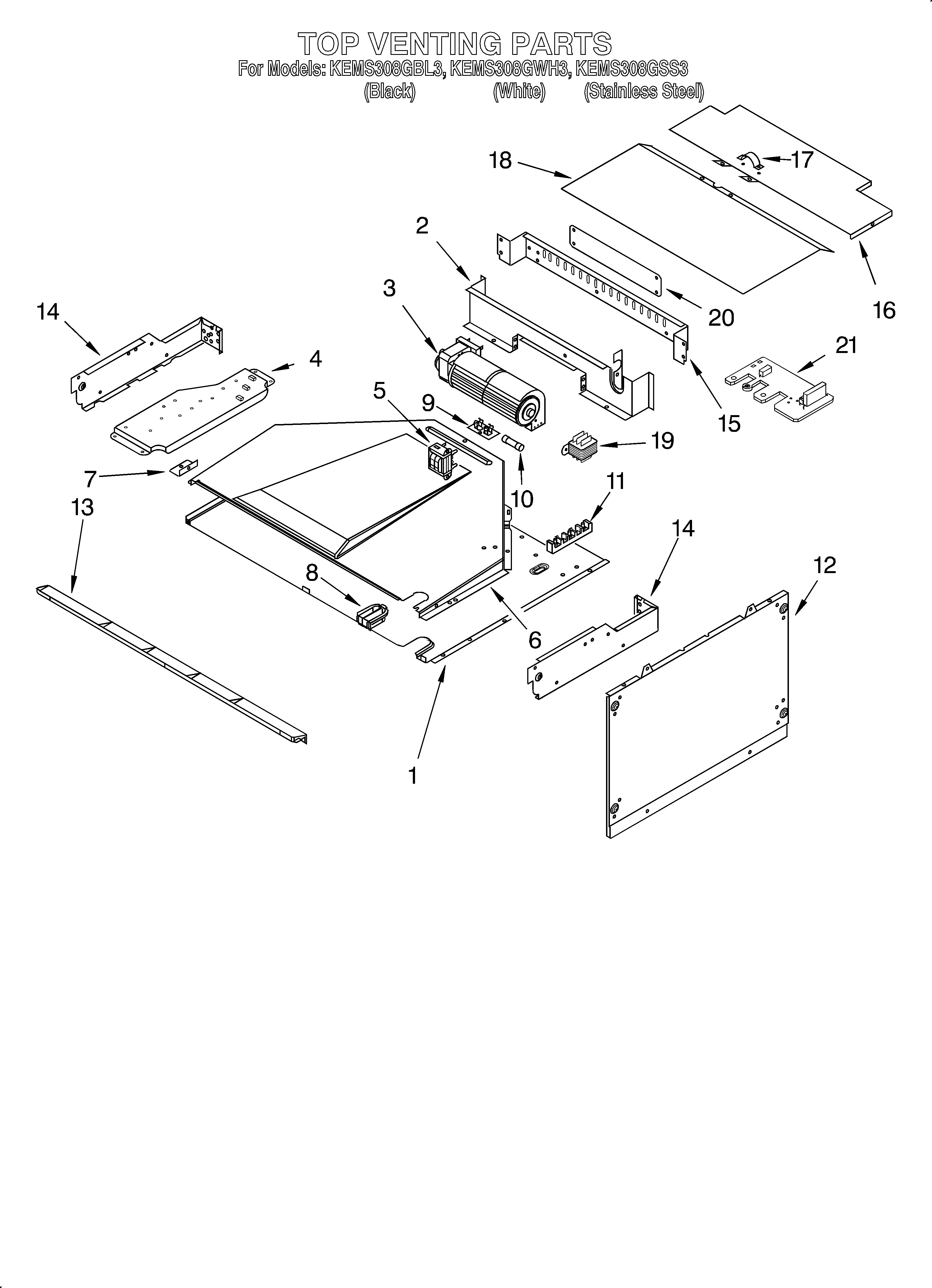 KitchenAid KEMS308GSS3 top venting diagram