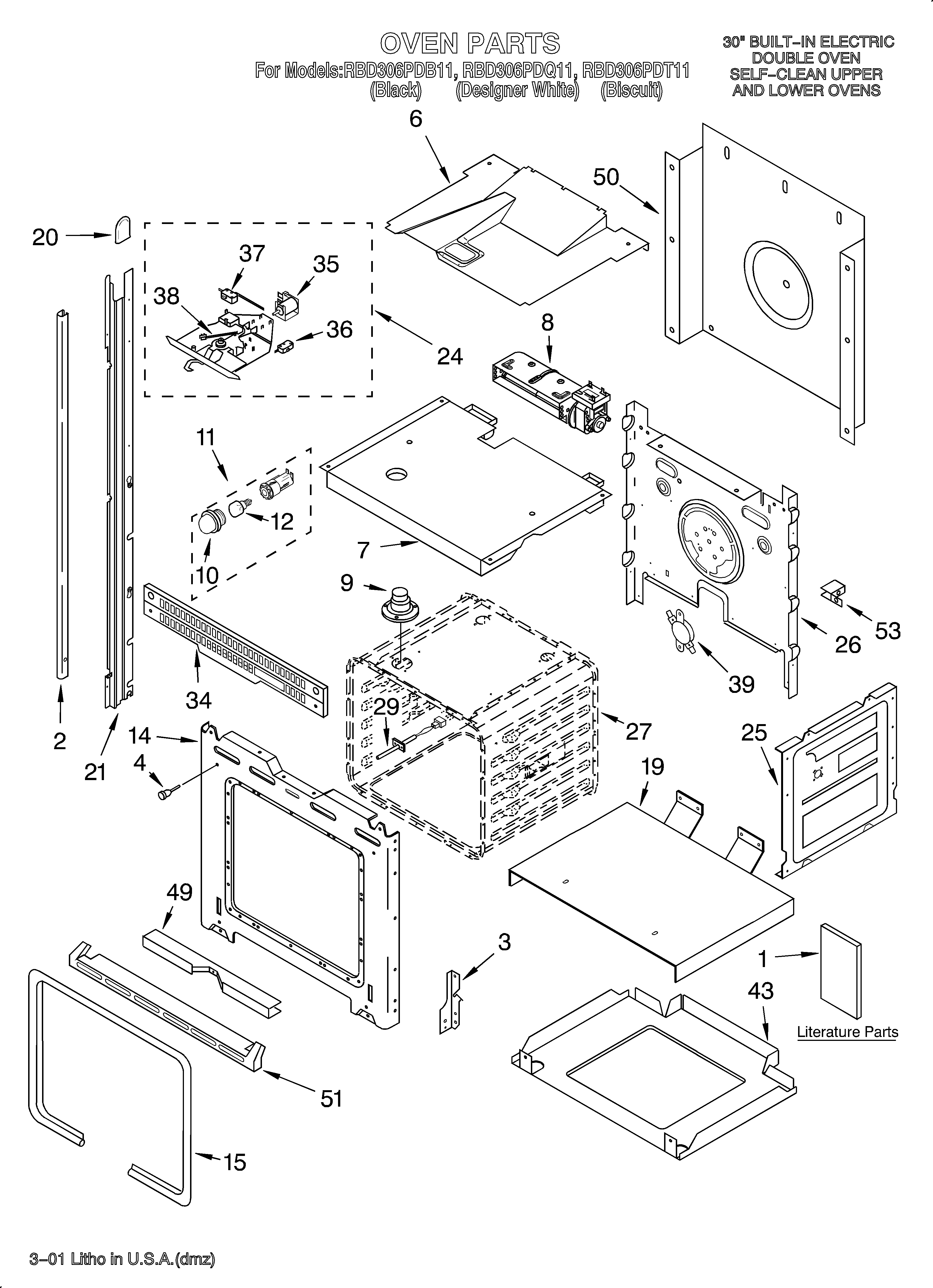 Whirlpool RBD306PDB11 oven/literature diagram