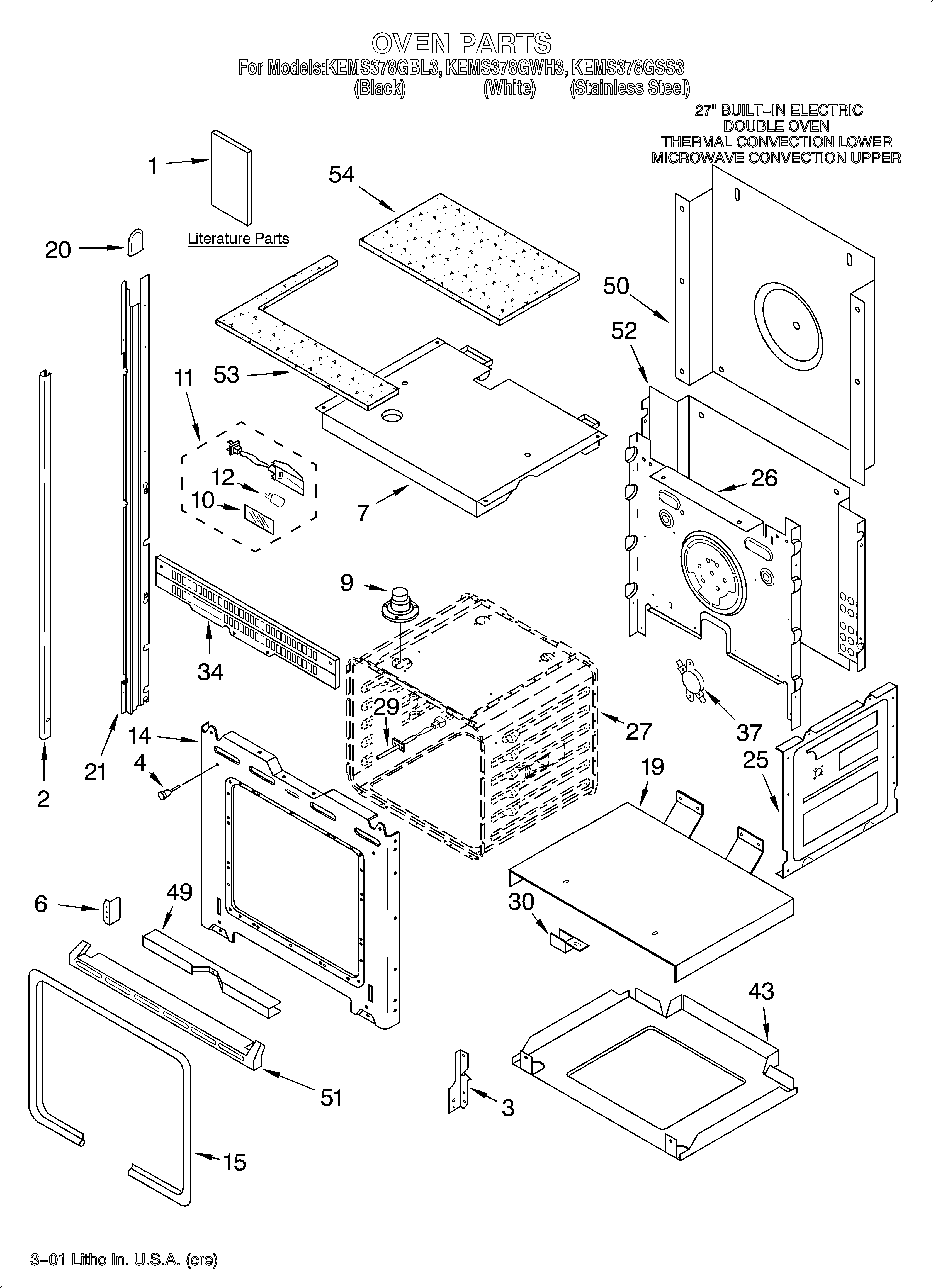 KitchenAid KEMS378GWH3 oven/literature diagram