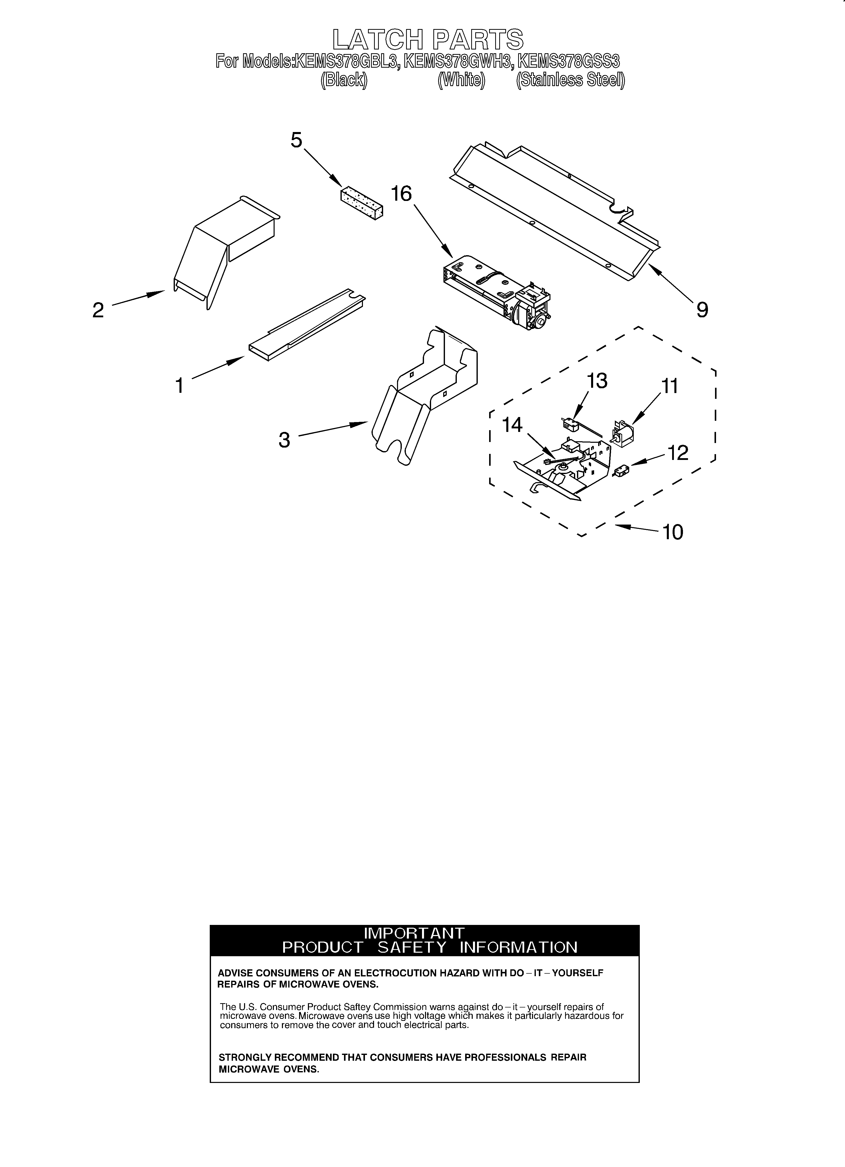 KitchenAid KEMS378GWH3 latch diagram