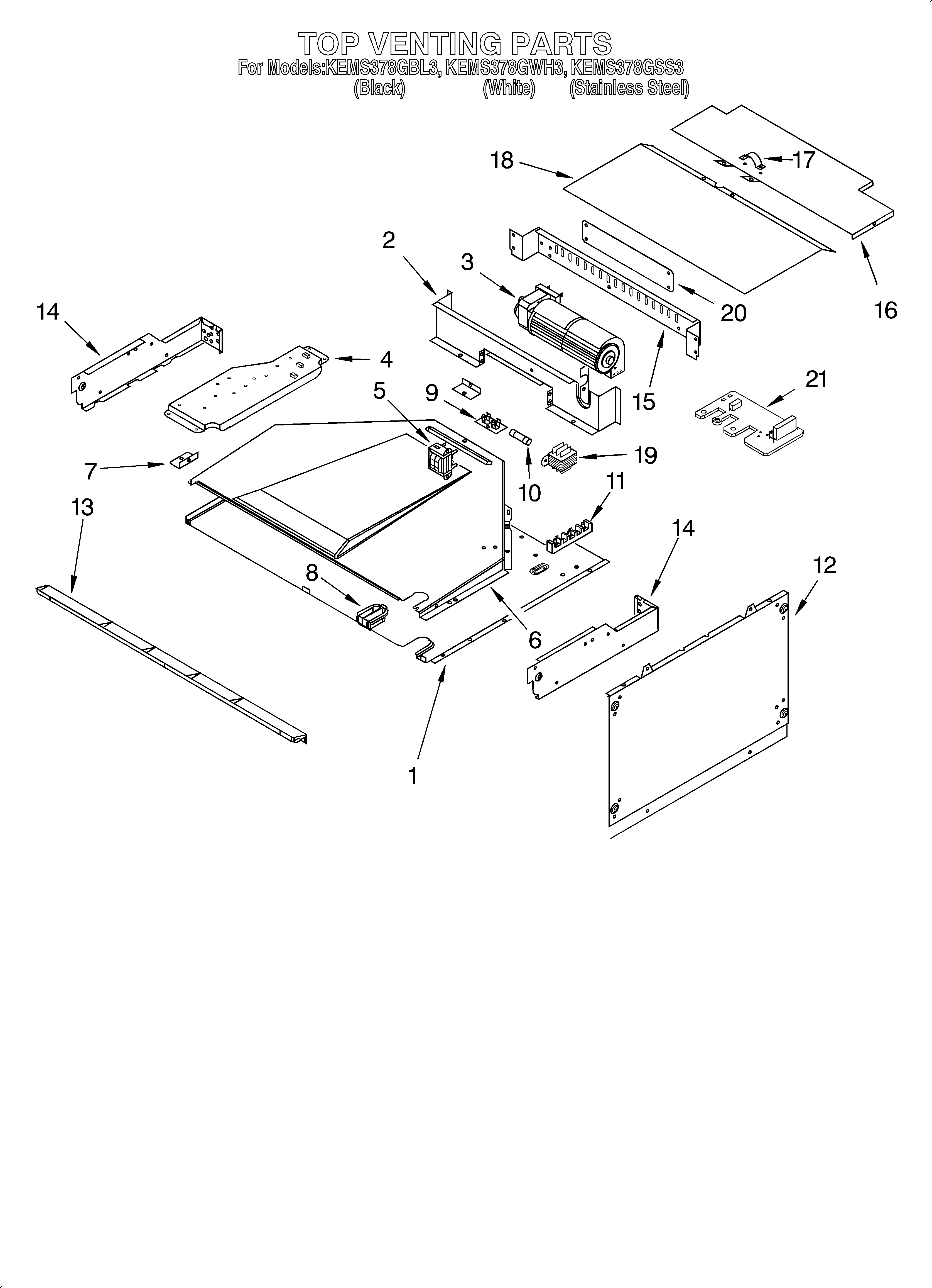 KitchenAid KEMS378GWH3 top venting diagram