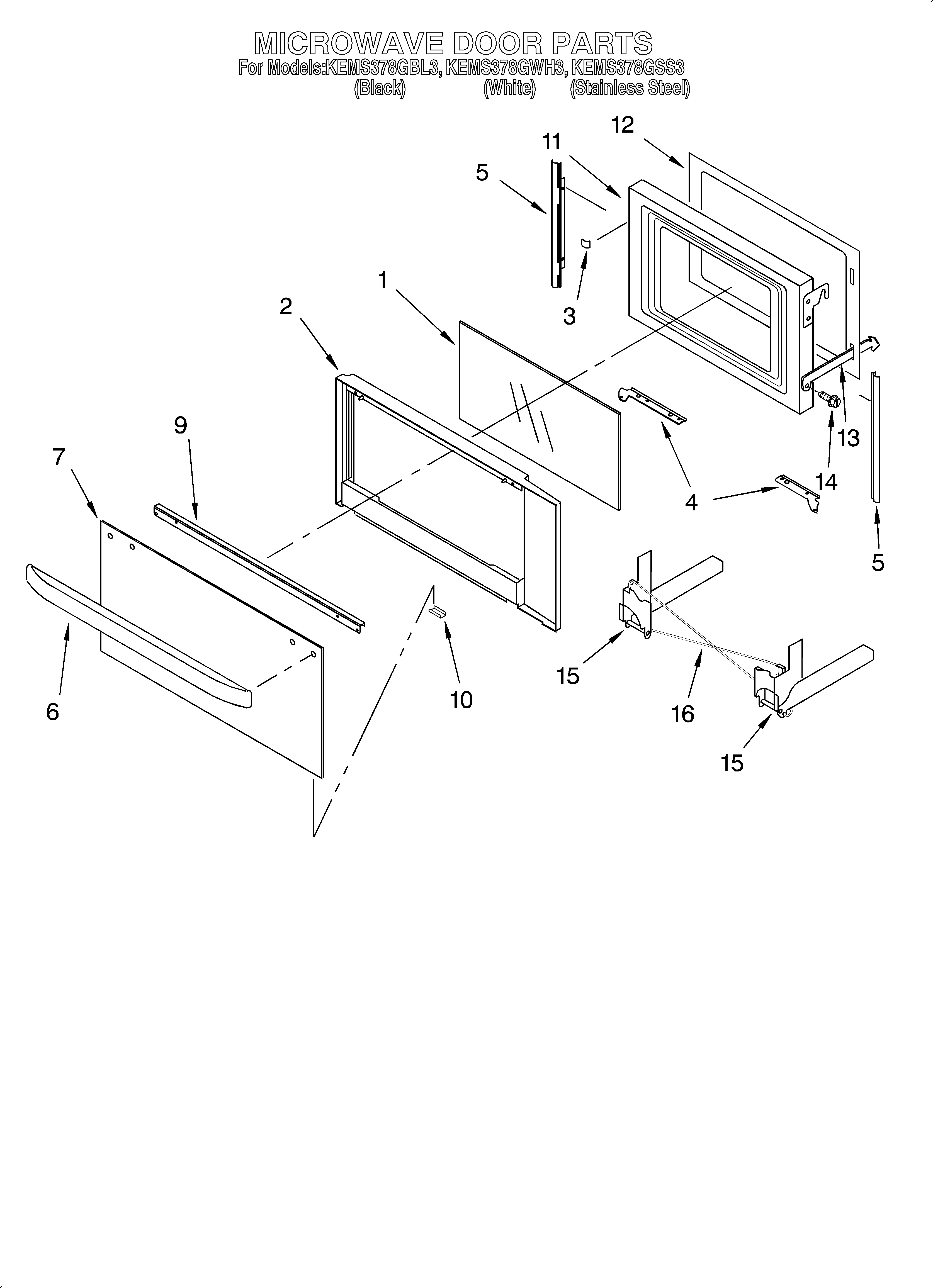 KitchenAid KEMS378GWH3 microwave door/optional diagram