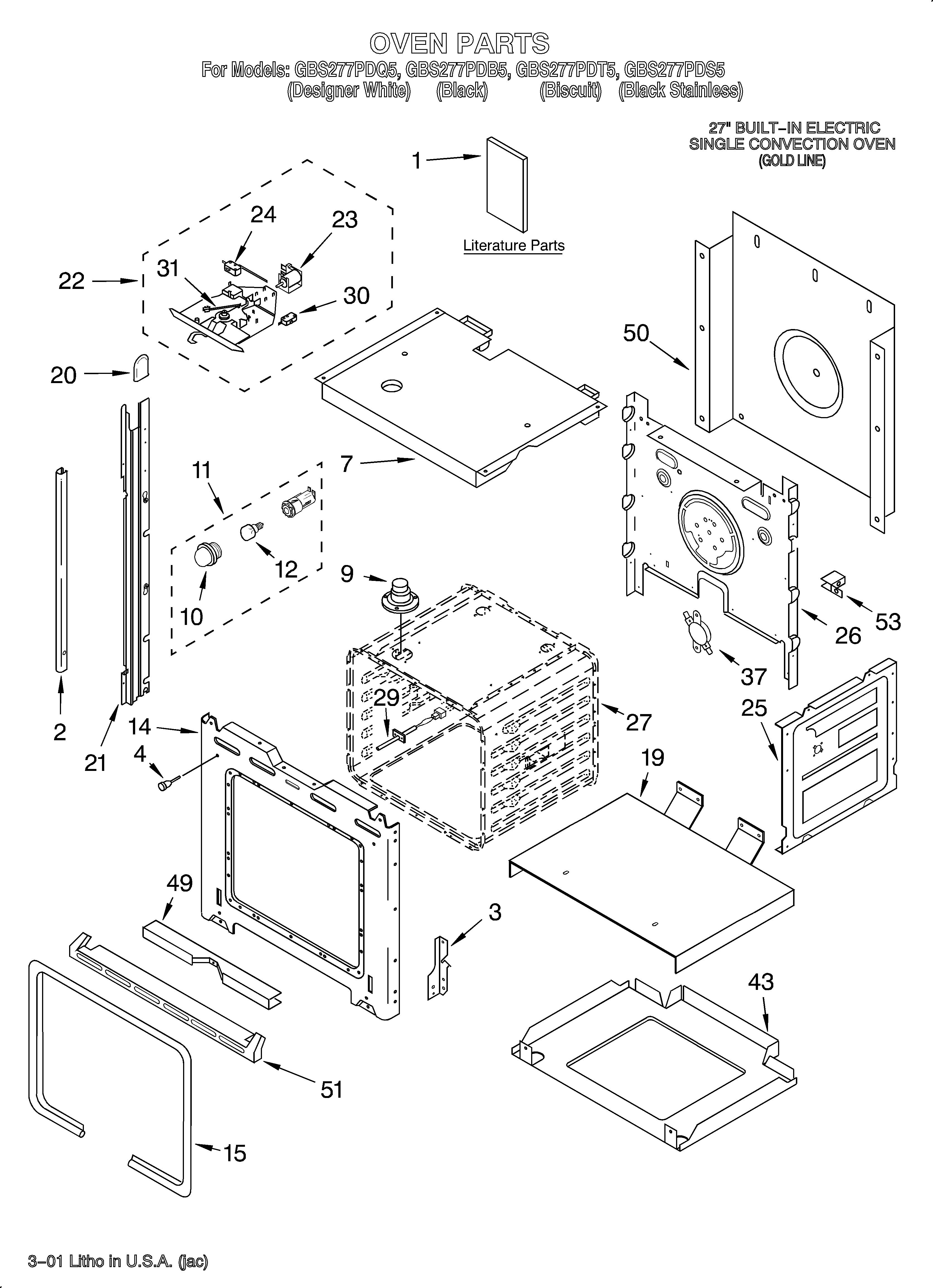 Whirlpool GBS277PDS5 oven/literature diagram